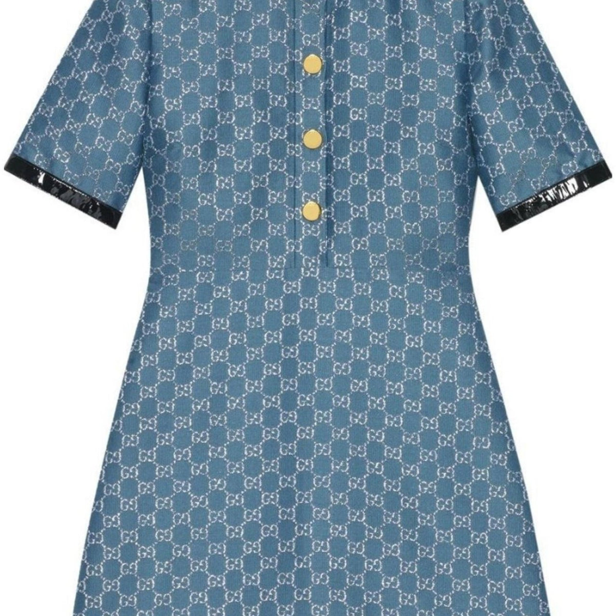 gucci blue lace dress Gucci Blue GG Lam Dress With Detachable Collar