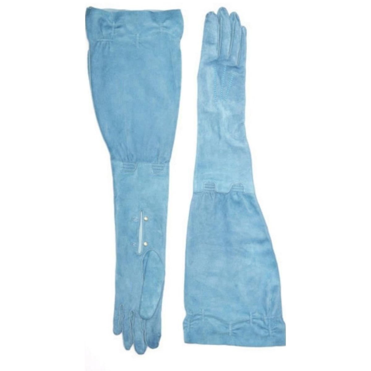 Gants en daim bleu Gucci avec Giglio - Catalogue défilé