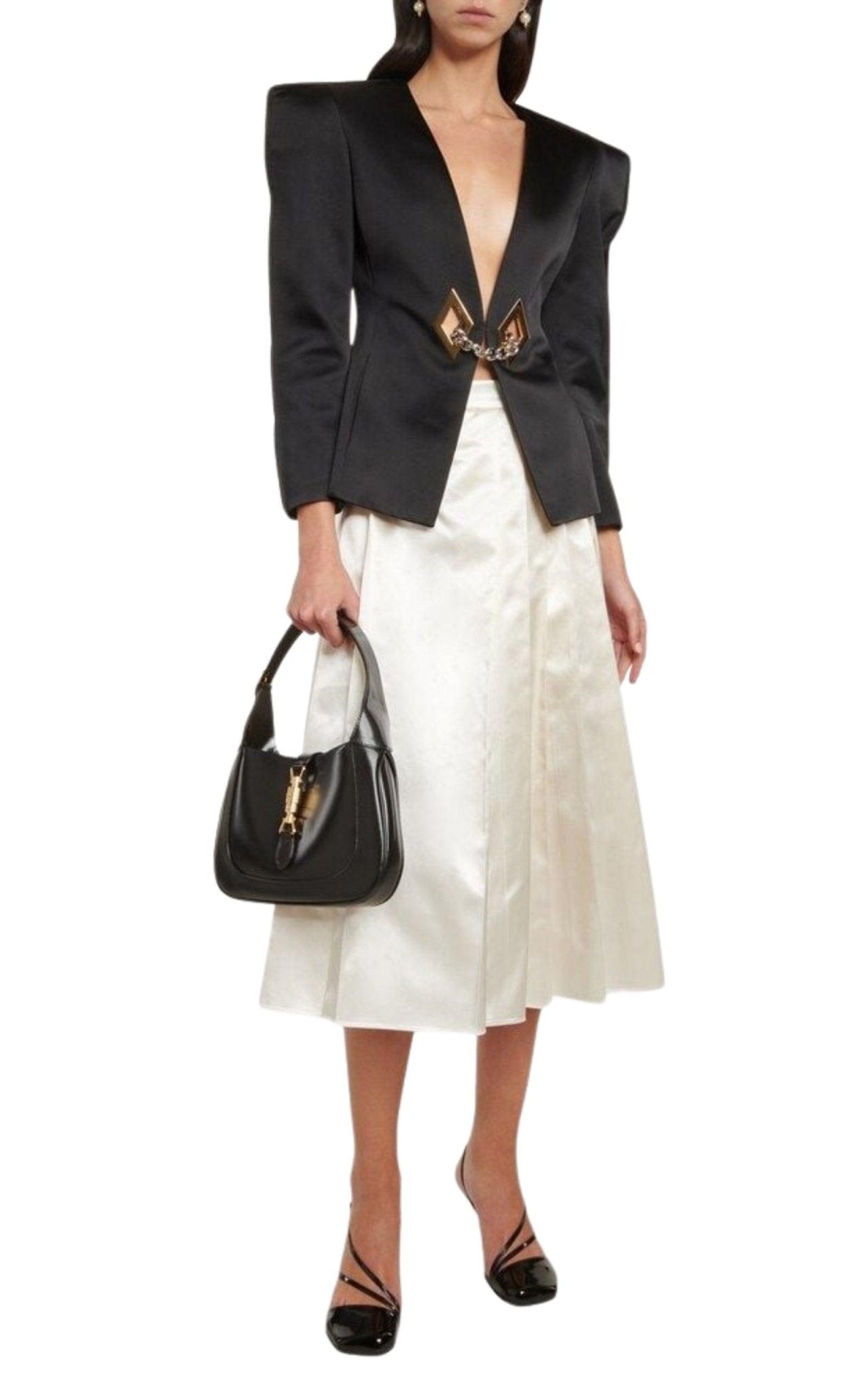 Gucci Chain Trimmed Satin Blazer - Runway Catalog