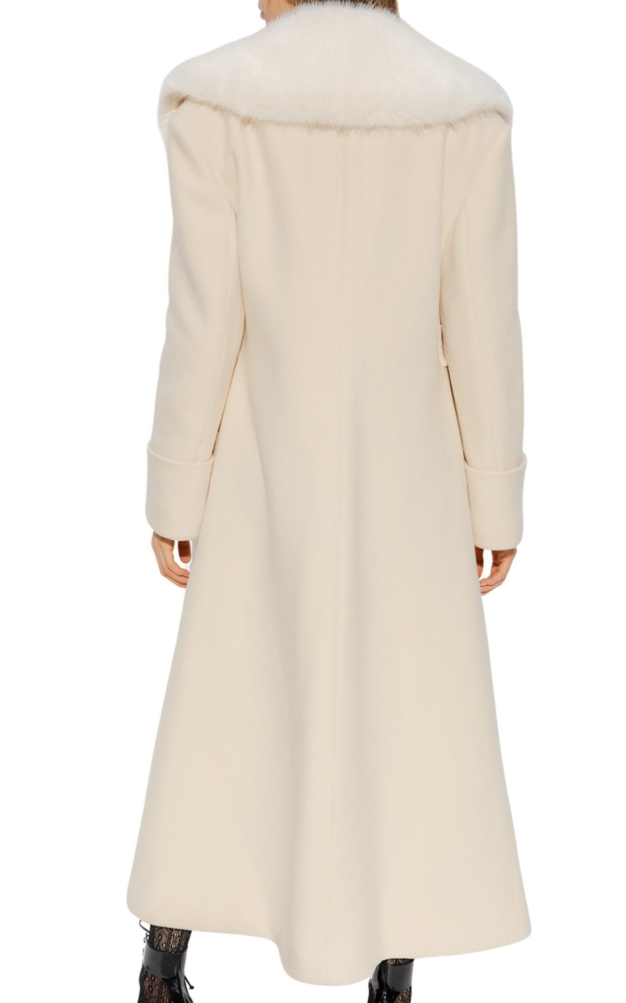 Gucci Cosmogonie Manteau en laine mélangée avec ceinture en fausse fourrure - Catalogue défilé