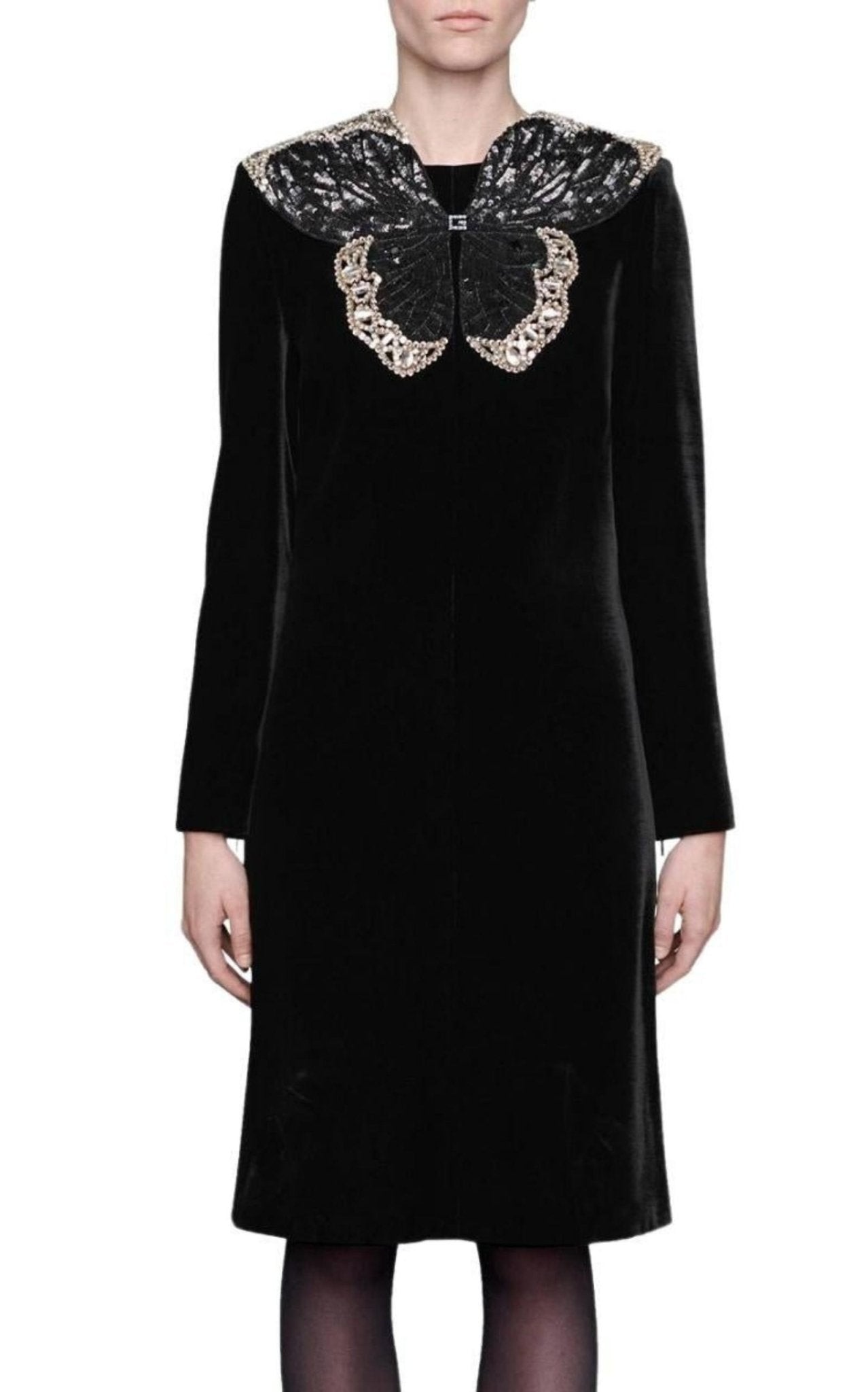 Gucci Crystal And Sequinned Butterfly Velvet Dress - Runway Catalog