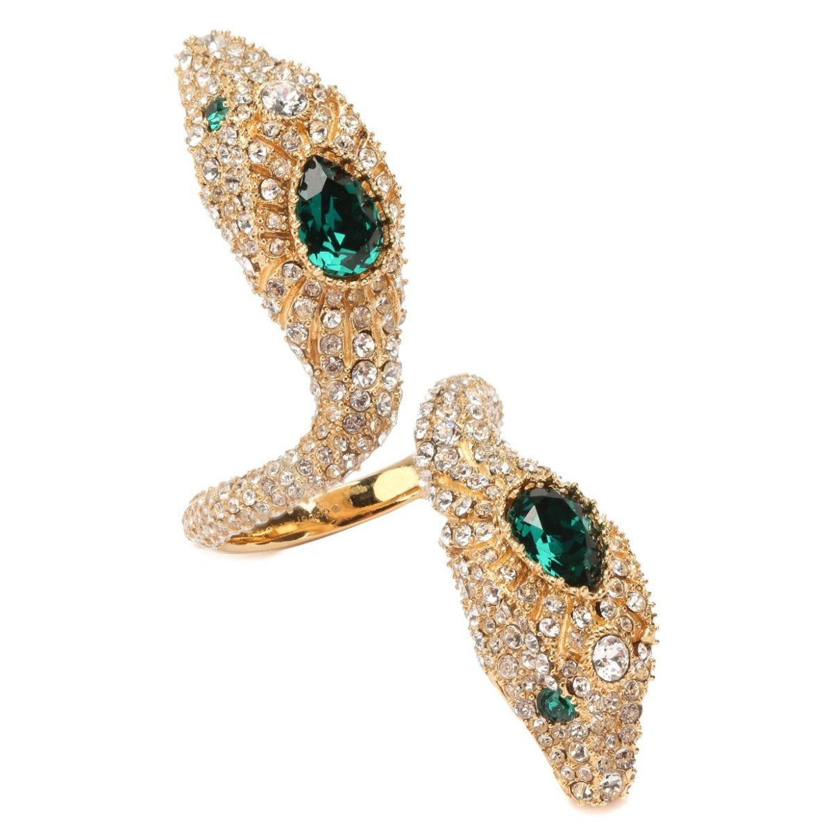 Gucci crystal cubic zirconia snake statement ring gold tone