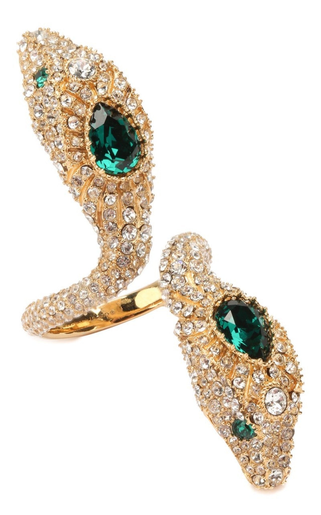 Gucci crystal cubic zirconia snake statement ring gold tone