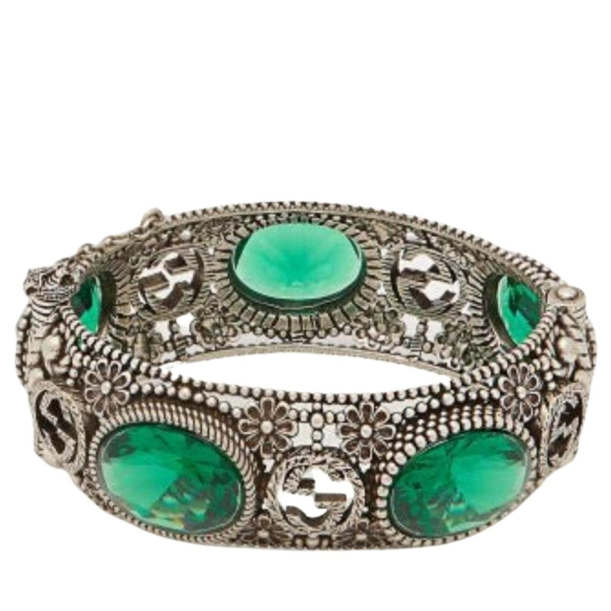 Gucci Crystal-Embellished Sterling-Silver Bracelet