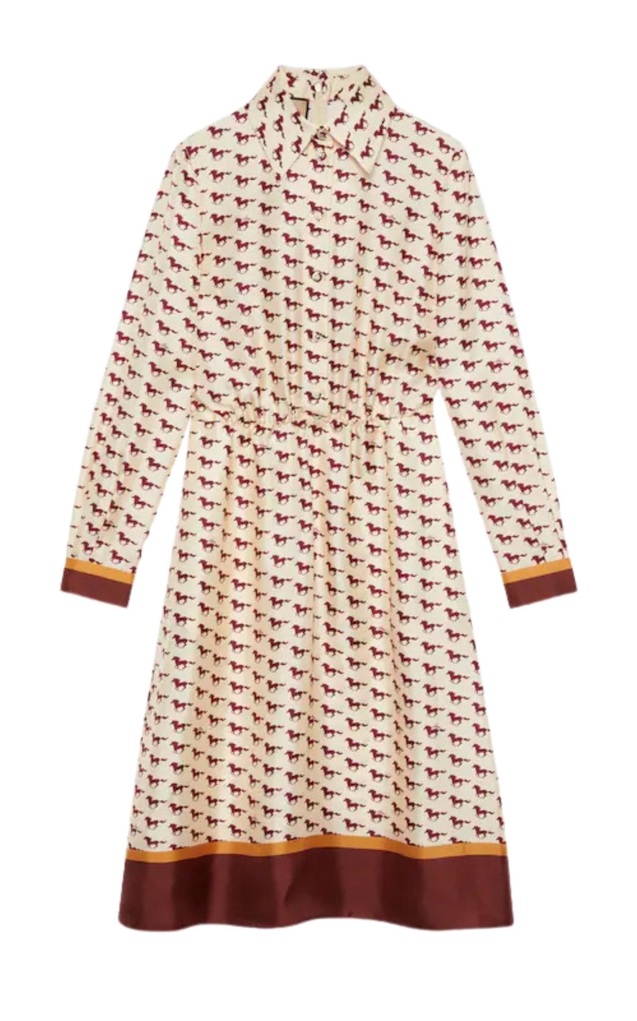 Gucci Diagonal Horses Print Silk Dress - Runway Catalog
