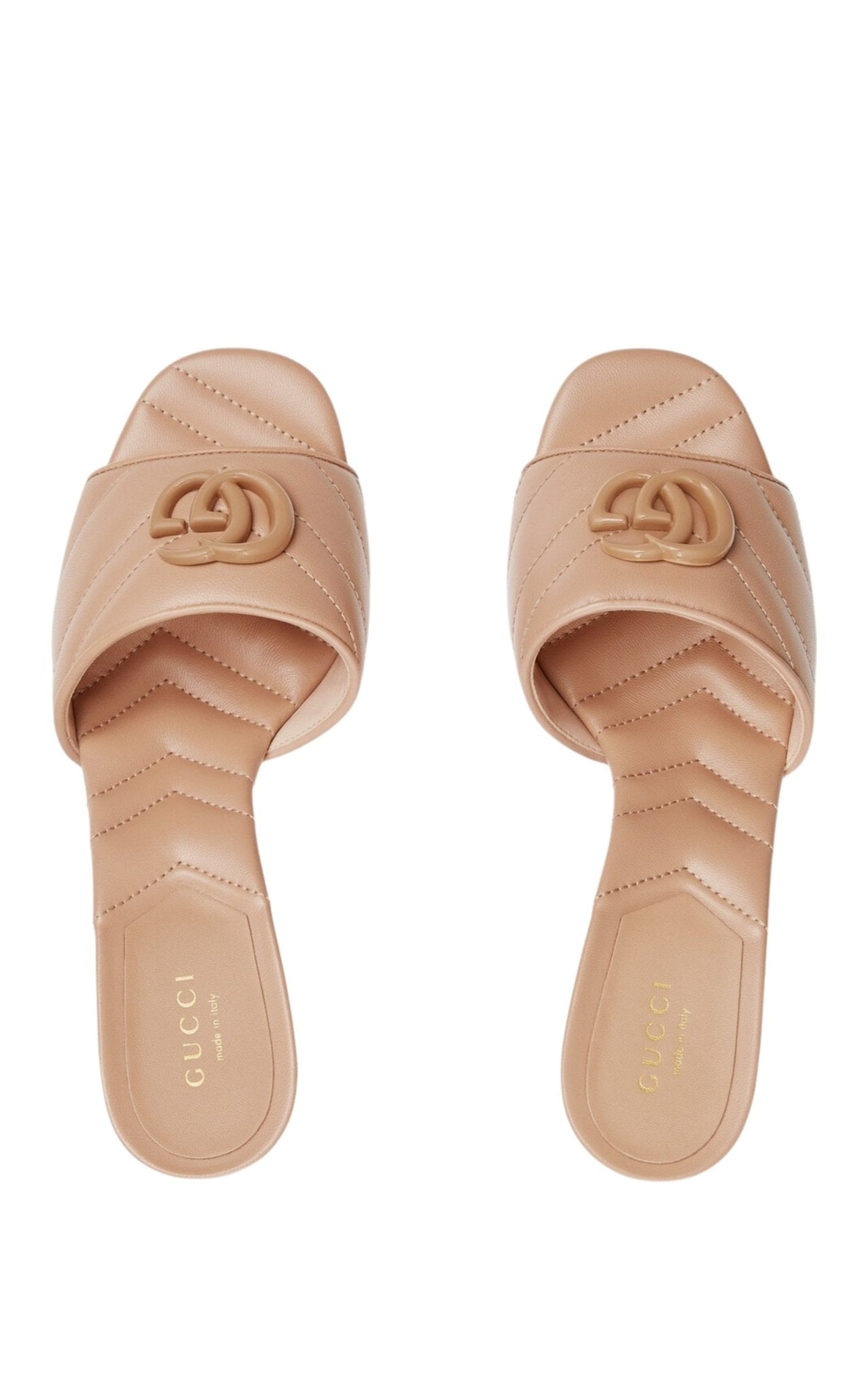 Gucci Double - G Beige Leather Slide Sandals - Runway Catalog