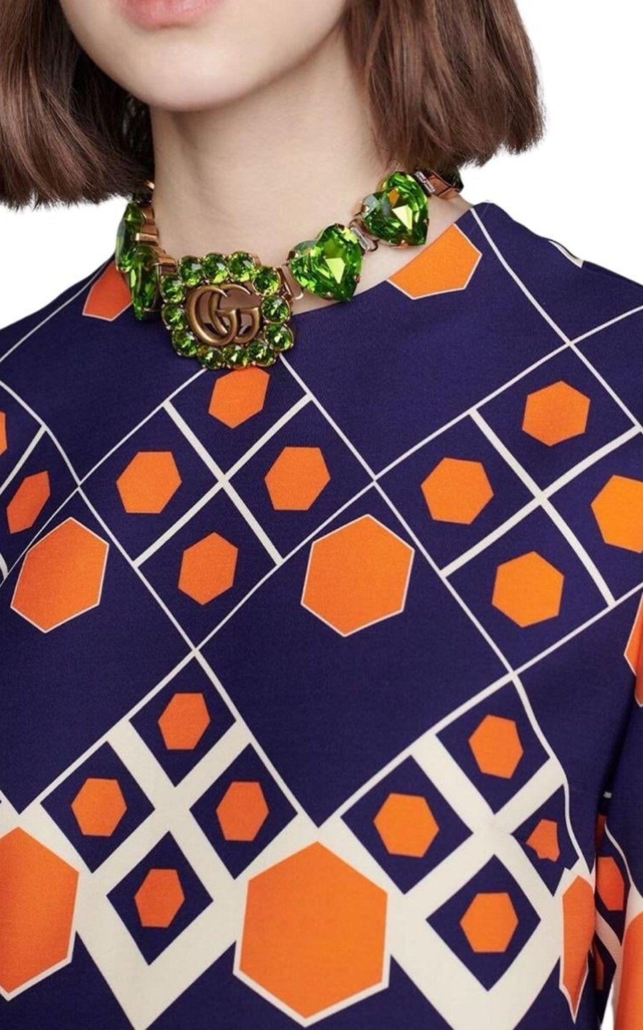 Gucci Double G Heart - crystal Necklace - Runway Catalog