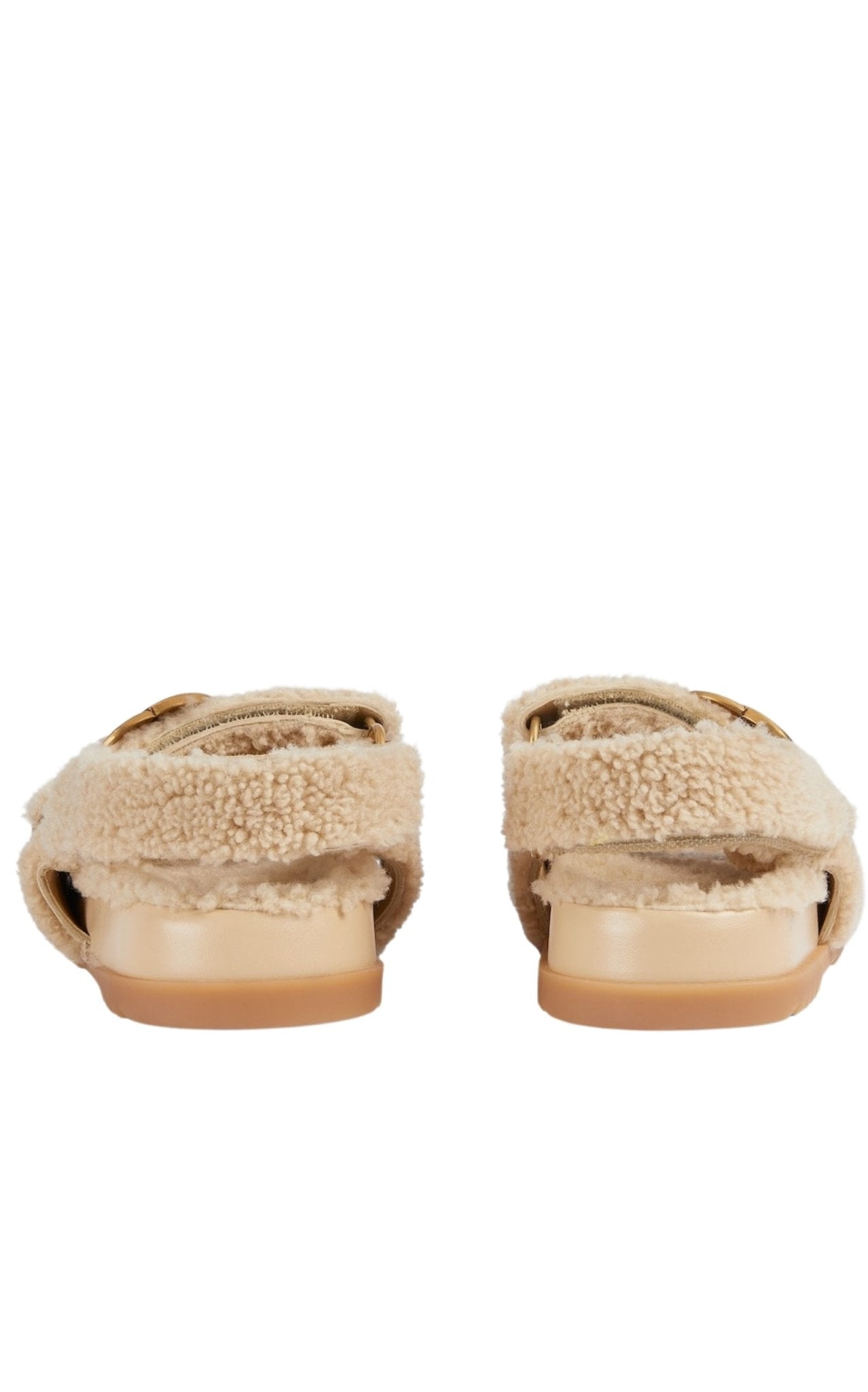 Gucci Sandalen aus Merinowolle mit doppeltem G in Beige – Runway-Katalog