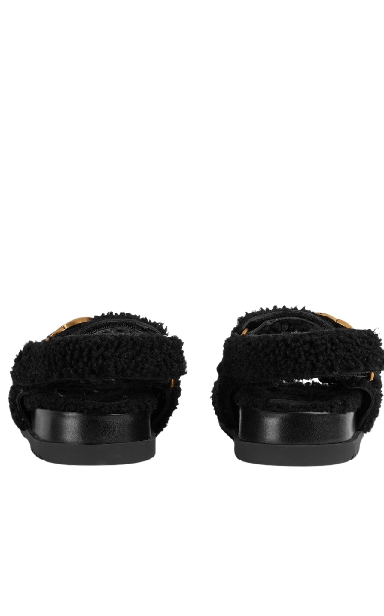 Gucci Sandalen aus Merinowolle mit doppeltem G in Schwarz – Runway-Katalog