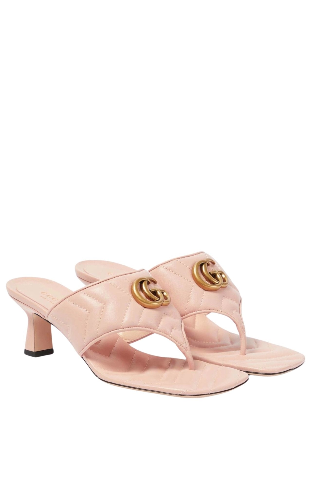 Gucci Double - G Thong Marmont Leather Sandal in Pink - Runway Catalog