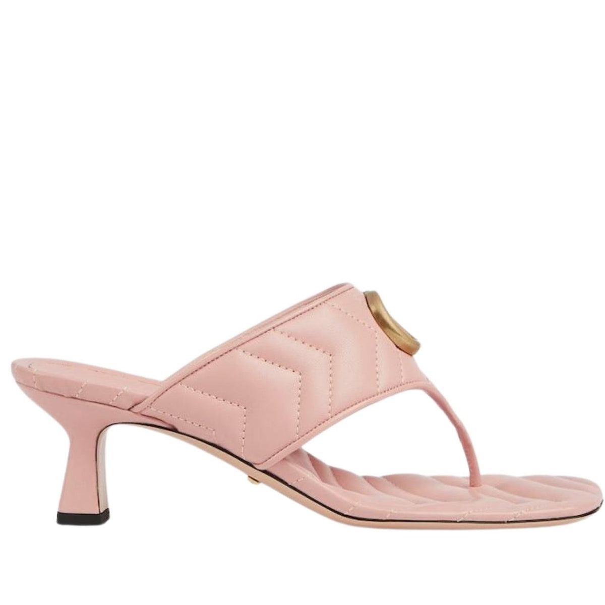 Gucci Double-G Thong Marmont Leather Sandal in Pink display picture 3