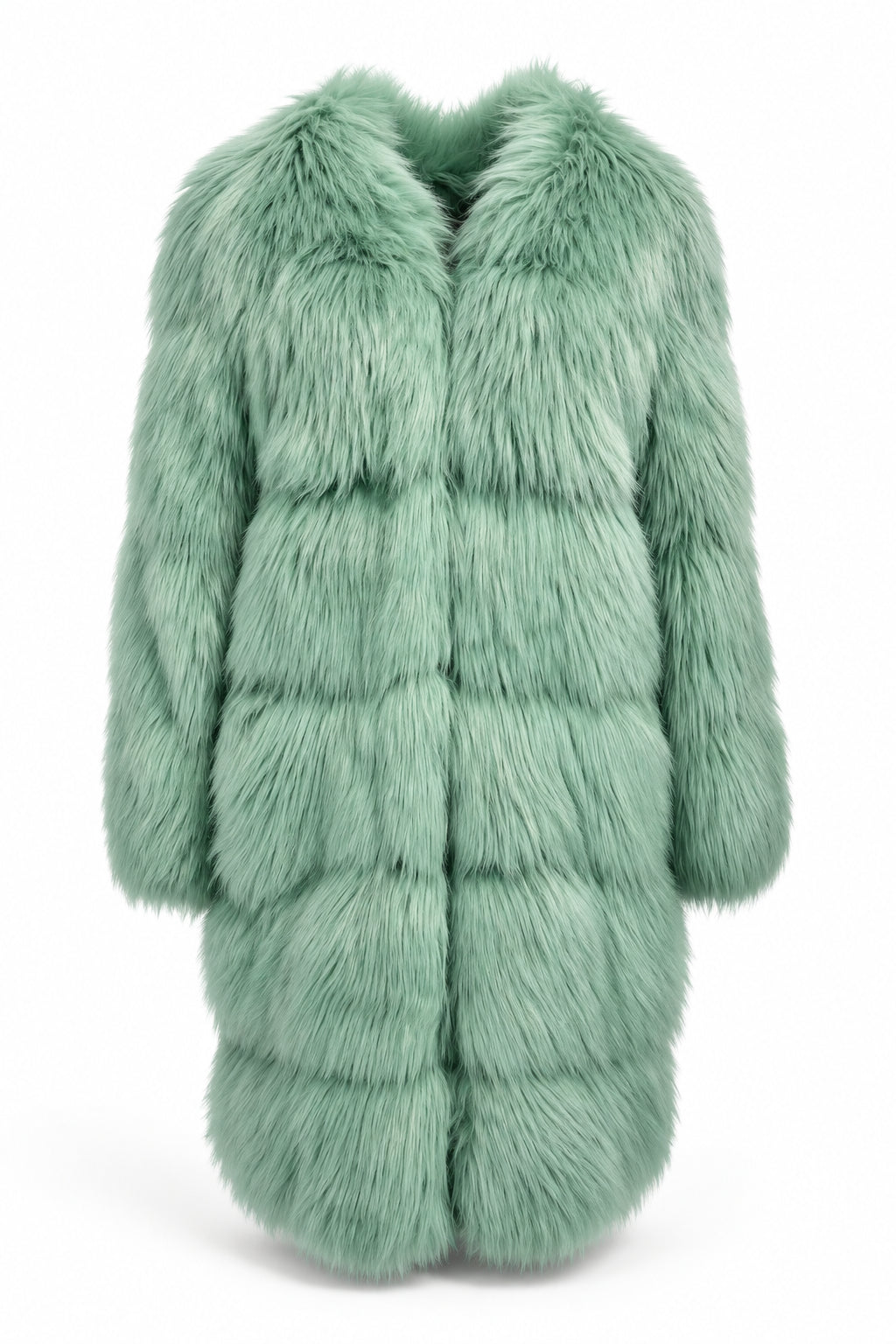Gucci Faux Fur Coat in Mint, Silk - Lined, Made in Italy - Runway Catalog