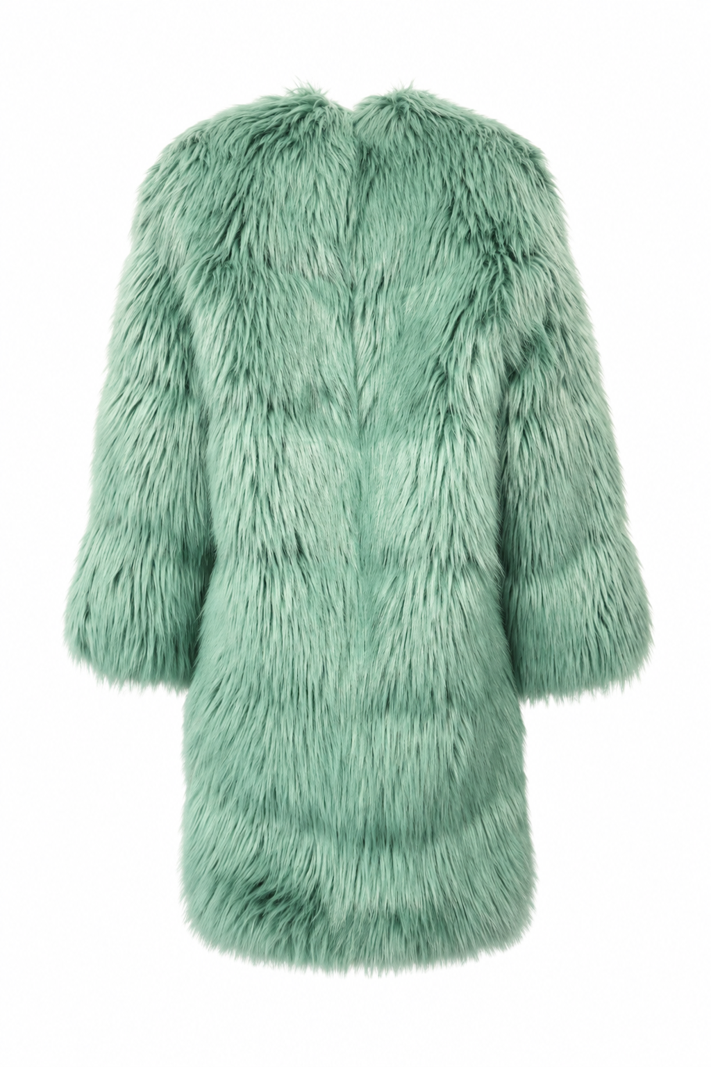 Gucci Faux Fur Coat in Mint, Silk - Lined, Made in Italy - Runway Catalog