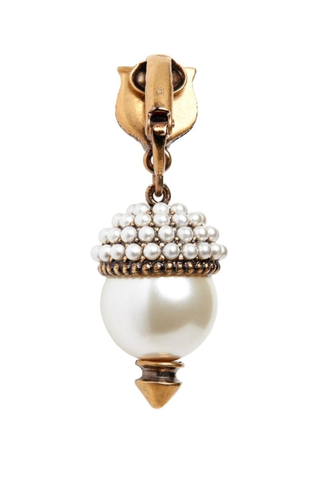 Gucci Feline Head Pearl Drop Earrings - Runway Catalog