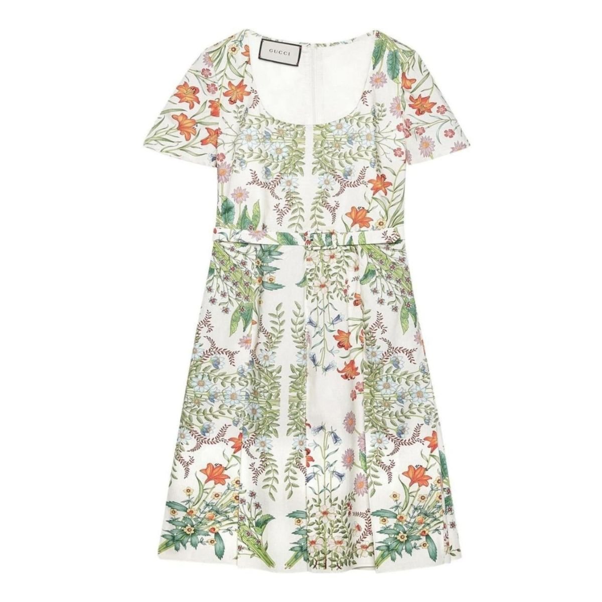 Gucci Flora Print Cotton Midi Dress - Runway Catalog