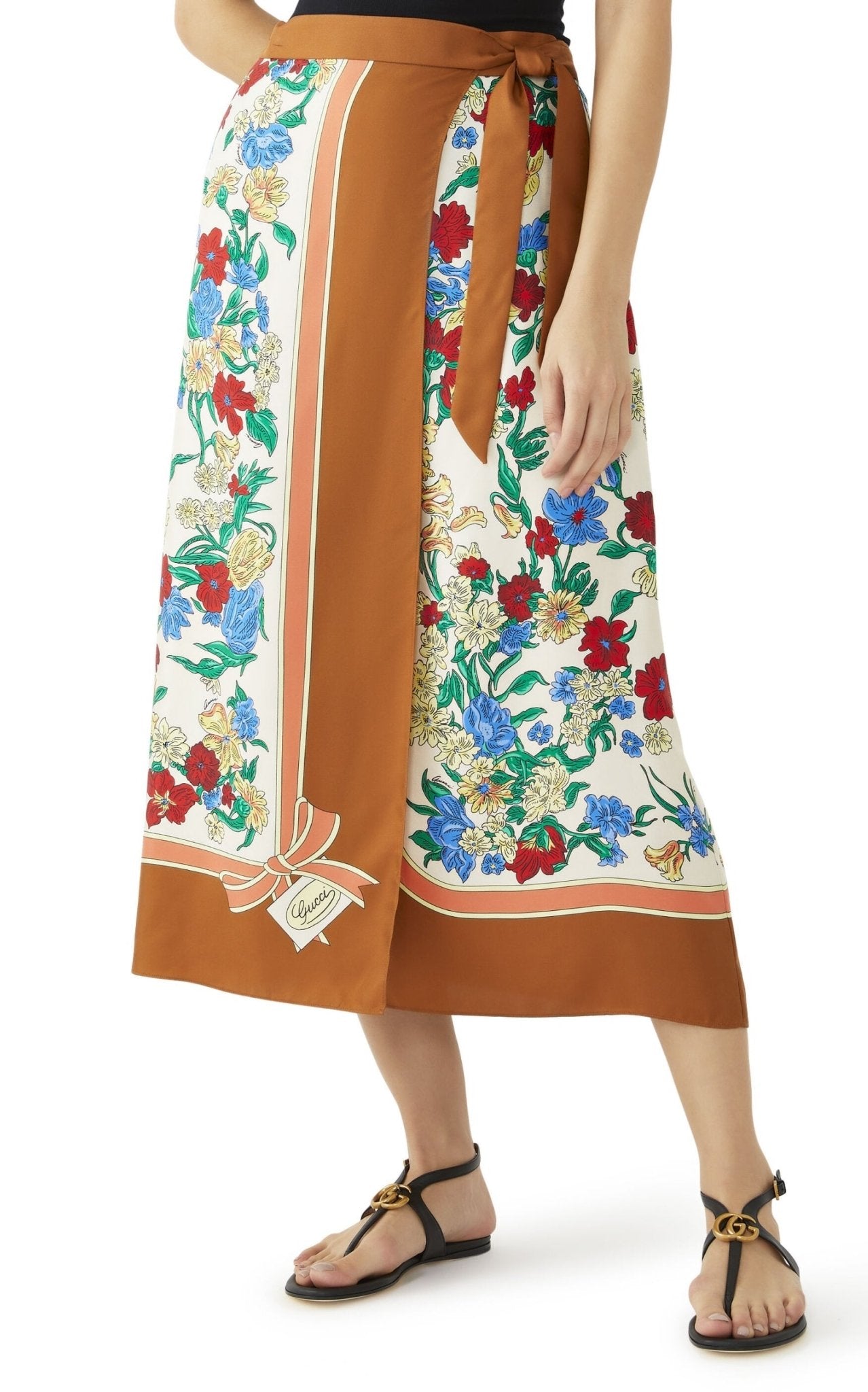 Gucci Floral Print Silk Wrap Skirt - Runway Catalog