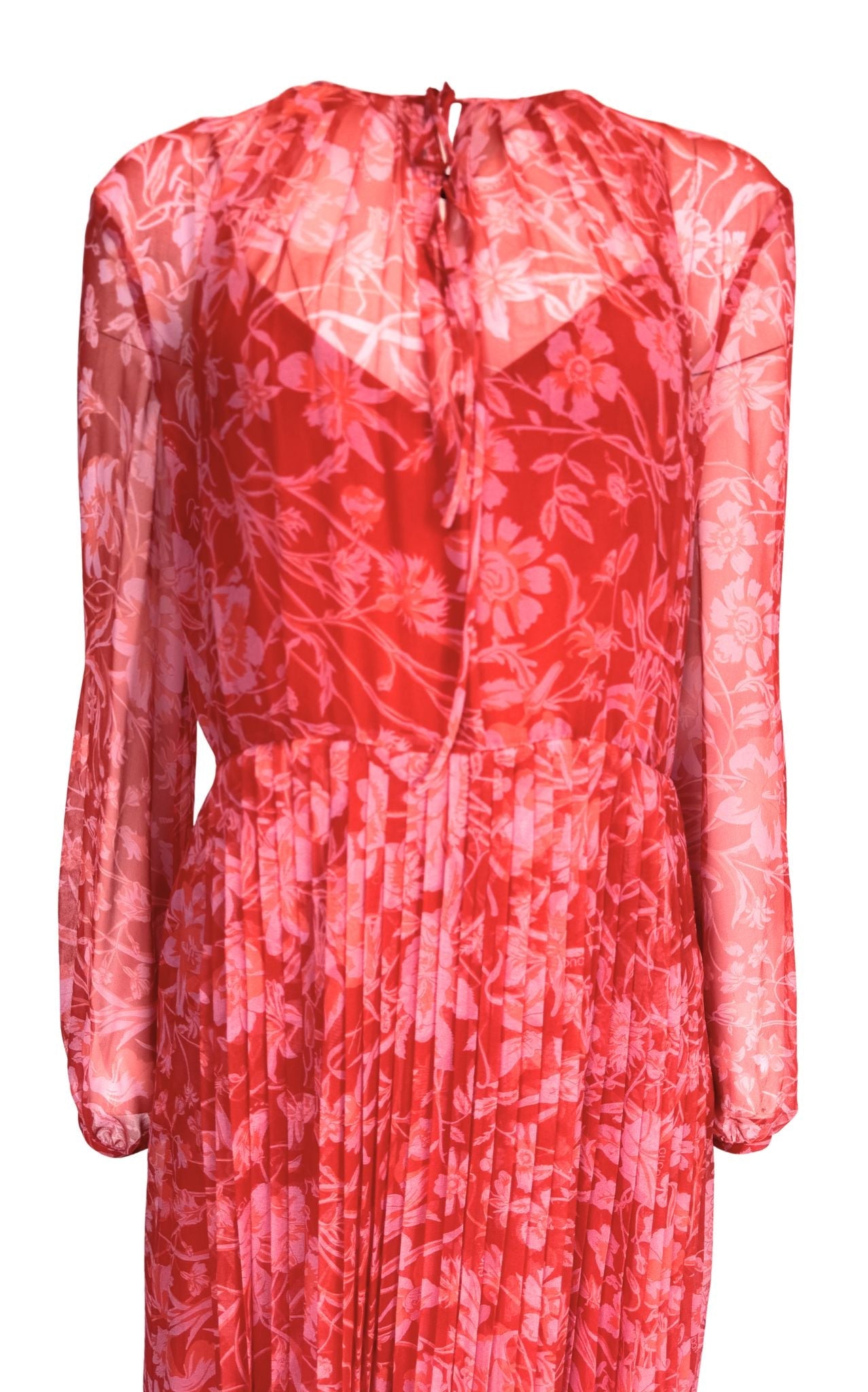 Gucci Floral Silk Chiffon Maxi Dress with Pleated Skirt - Runway Catalog