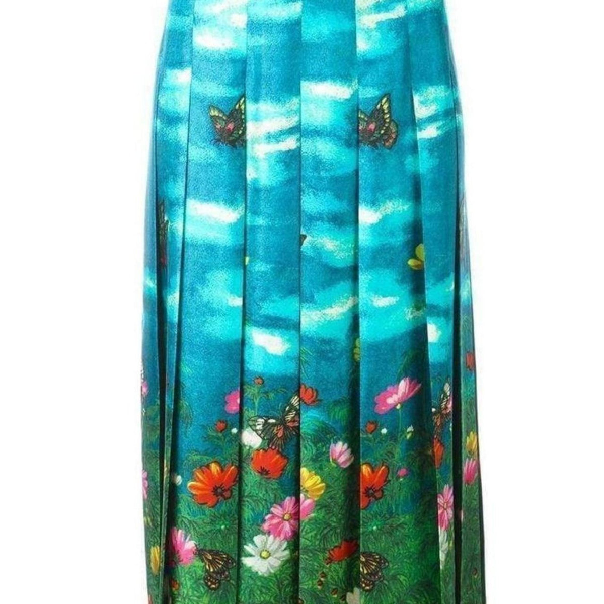 Gucci Garden Print Pleated Silk Skirt