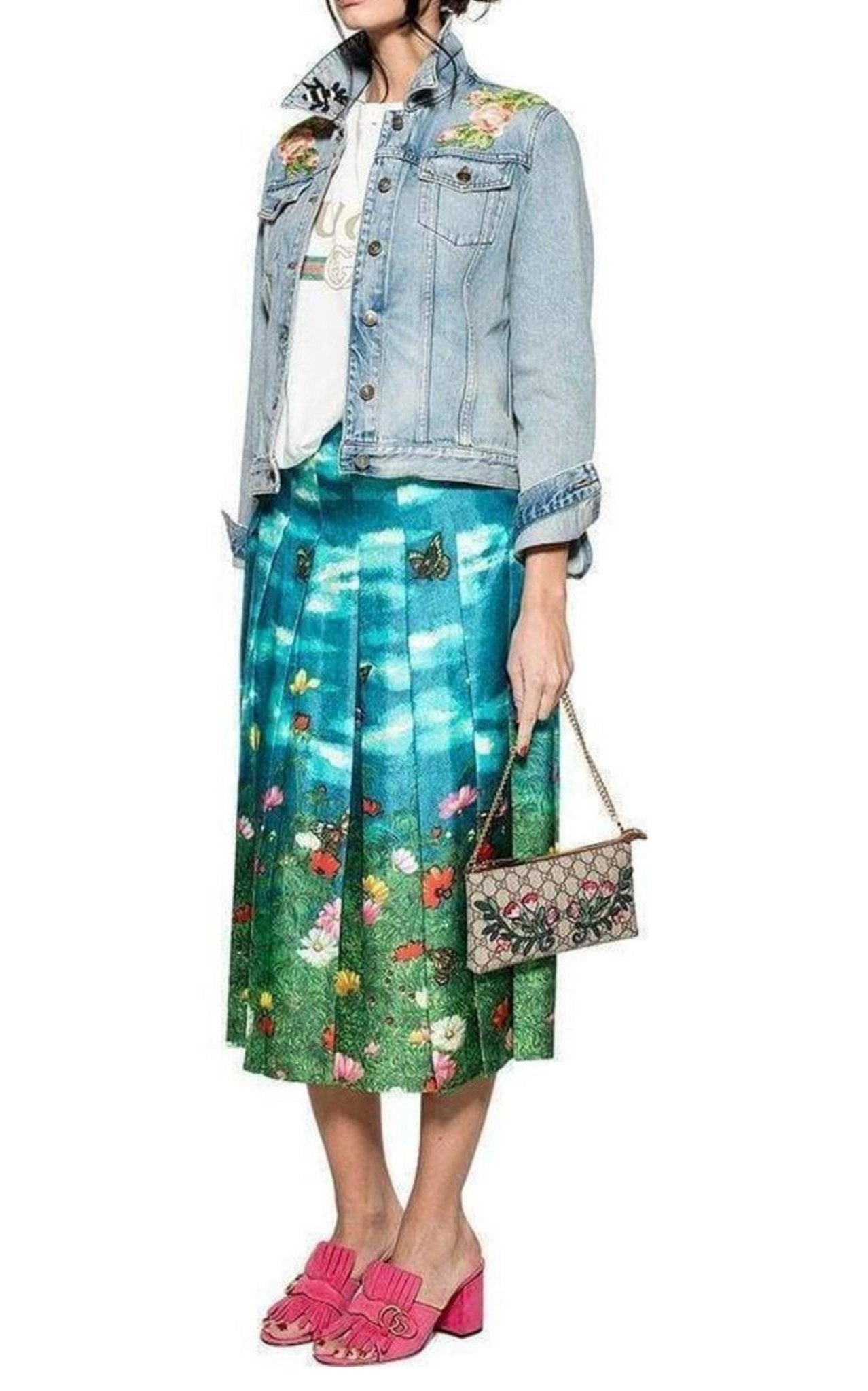 Gucci Garden Print Pleated Silk Skirt - Runway Catalog