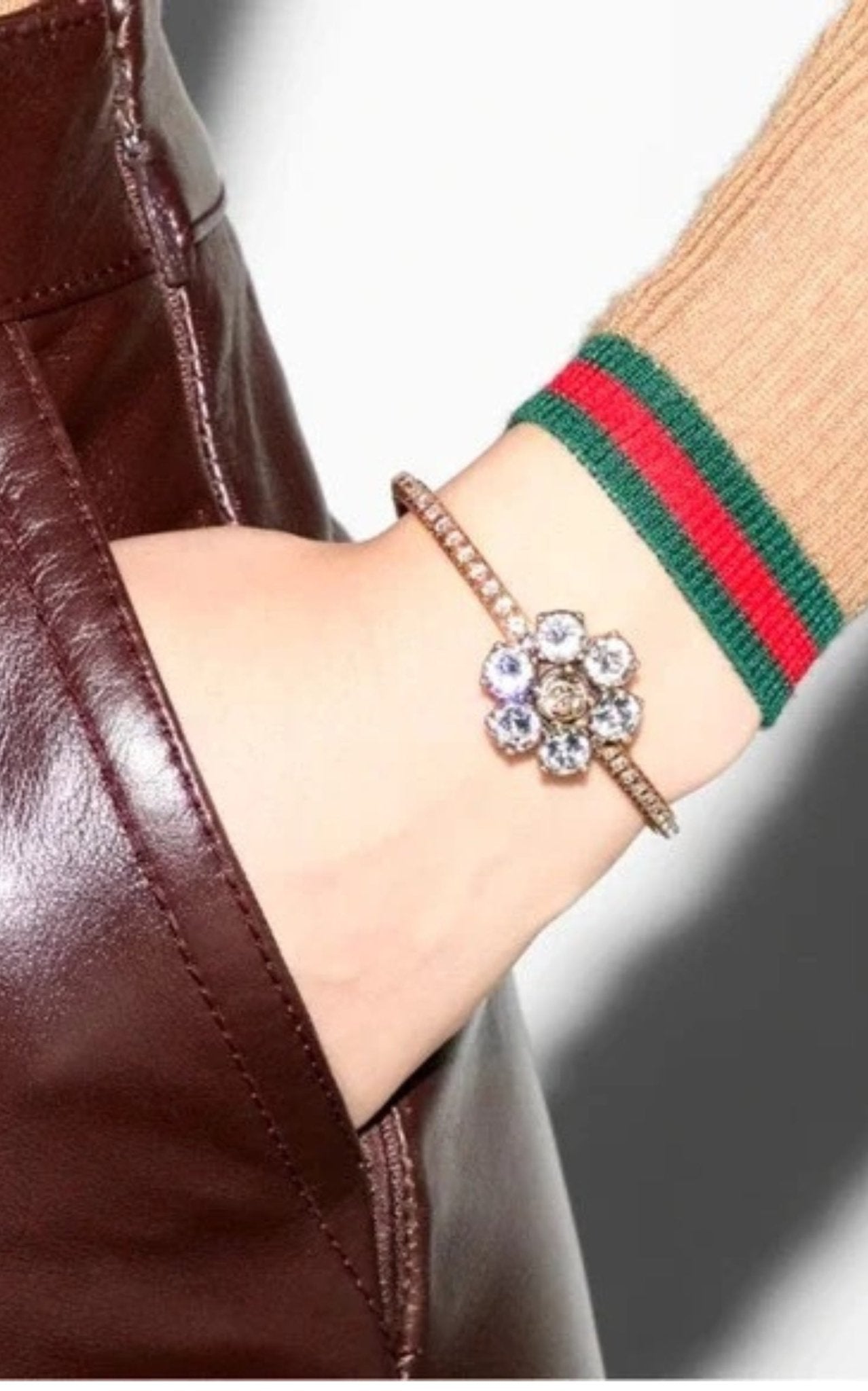 Gucci GG Crystal Flower Bracelet - Runway Catalog