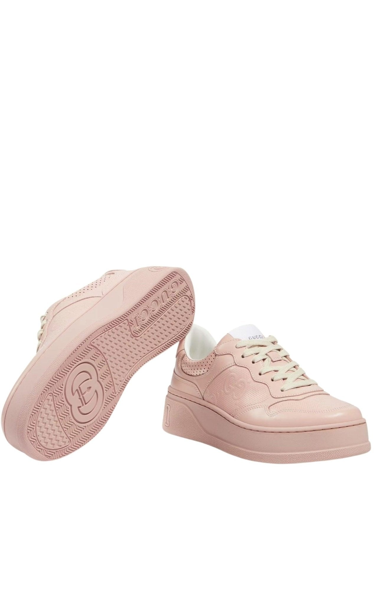 Gucci GG Embossed - logo Leather Sneakers - Runway Catalog