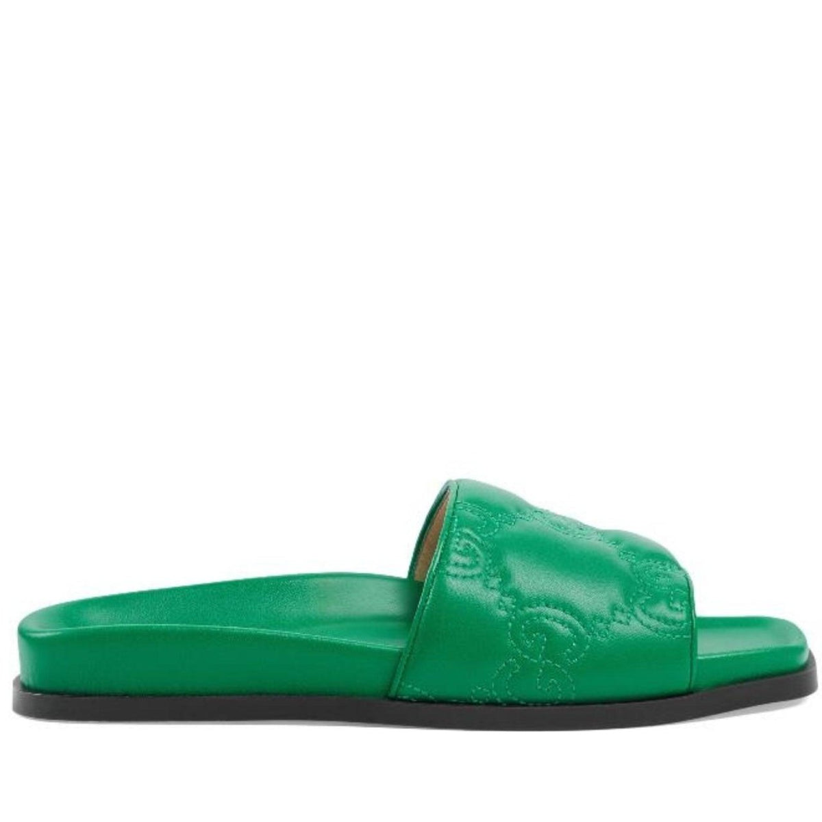 Gucci Gg Canvas & Leather Slide, Green Gucci GG Canvas Canvas Slides - Green Sandals, Shoes  main image 4