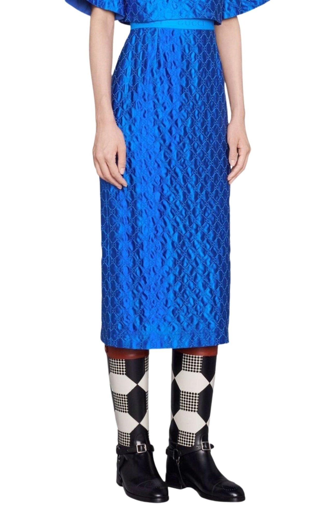 Gucci Gg Supreme Blue Silk Skirt - Runway Catalog