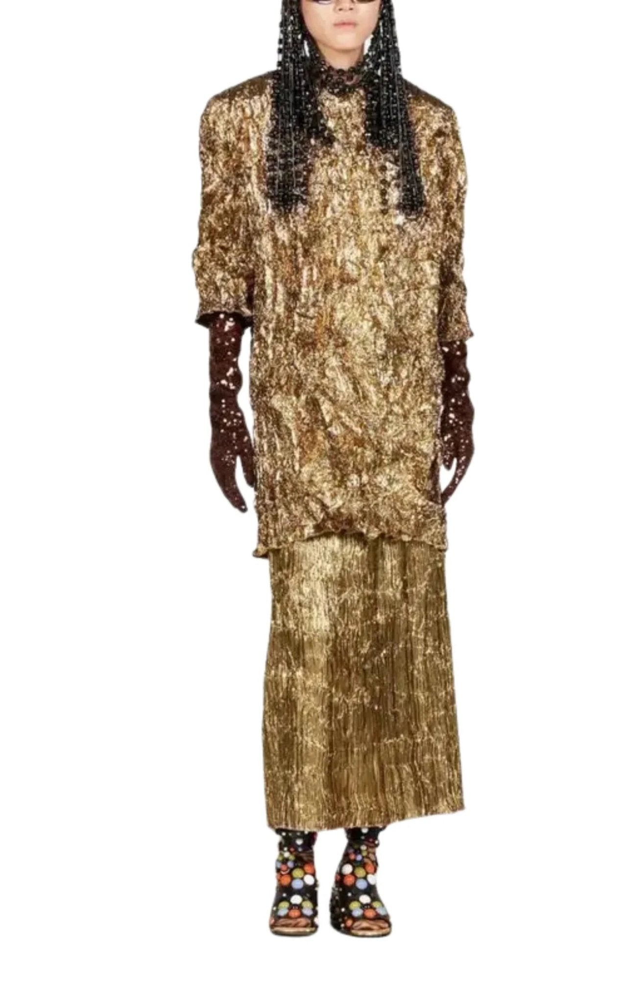 Jupe Gucci Gold Froisse Lurex - Catalogue défilé