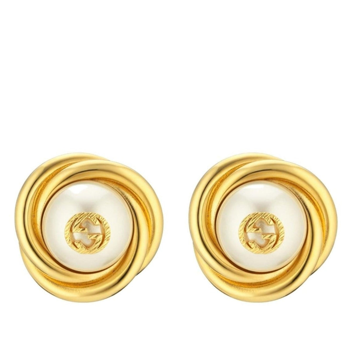 Gucci Gold-tone Double G Faux Pearl Clip-on Earrings display picture 2