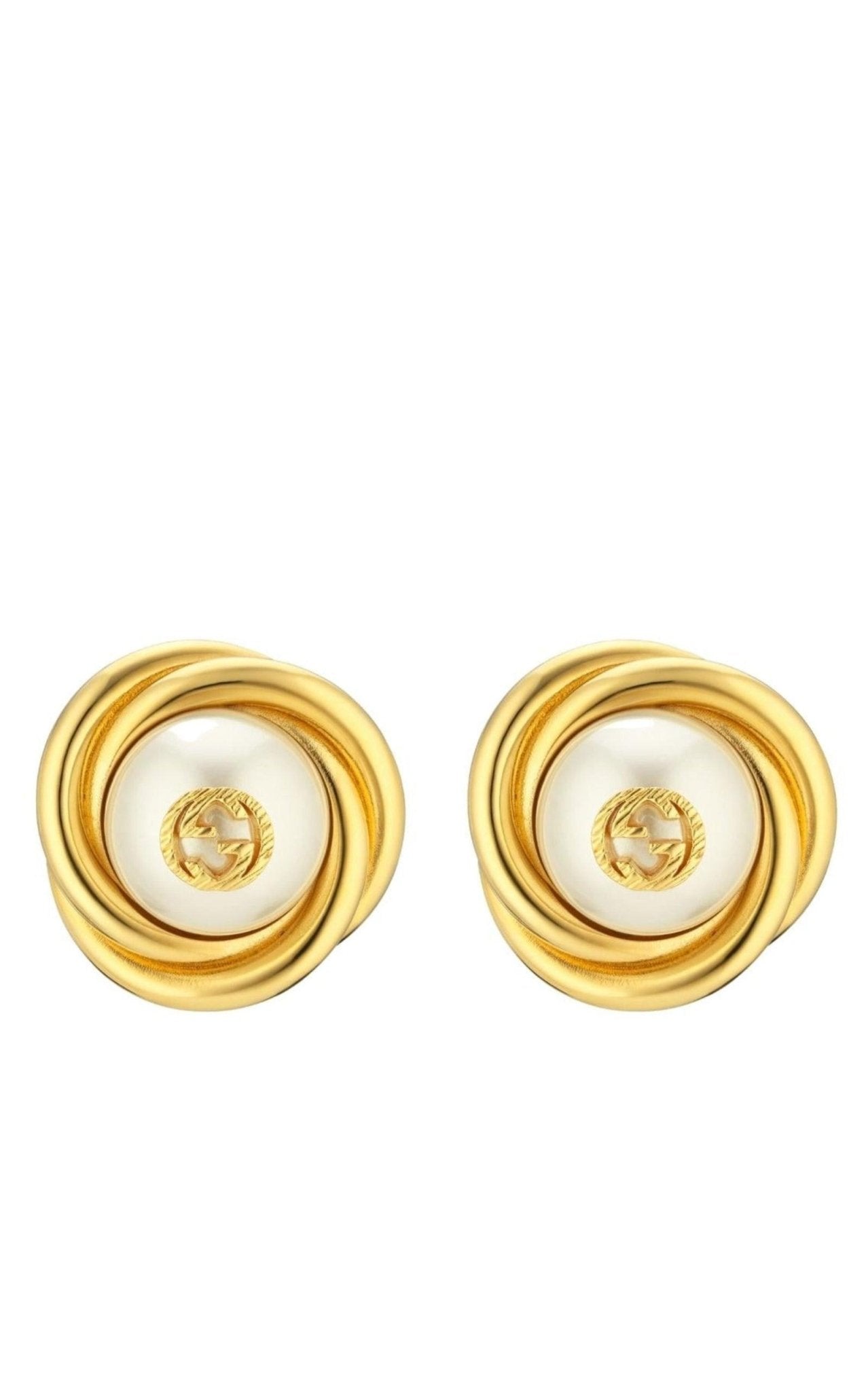 Gucci Gold - tone Double G Faux Pearl Clip - on Earrings - Runway Catalog