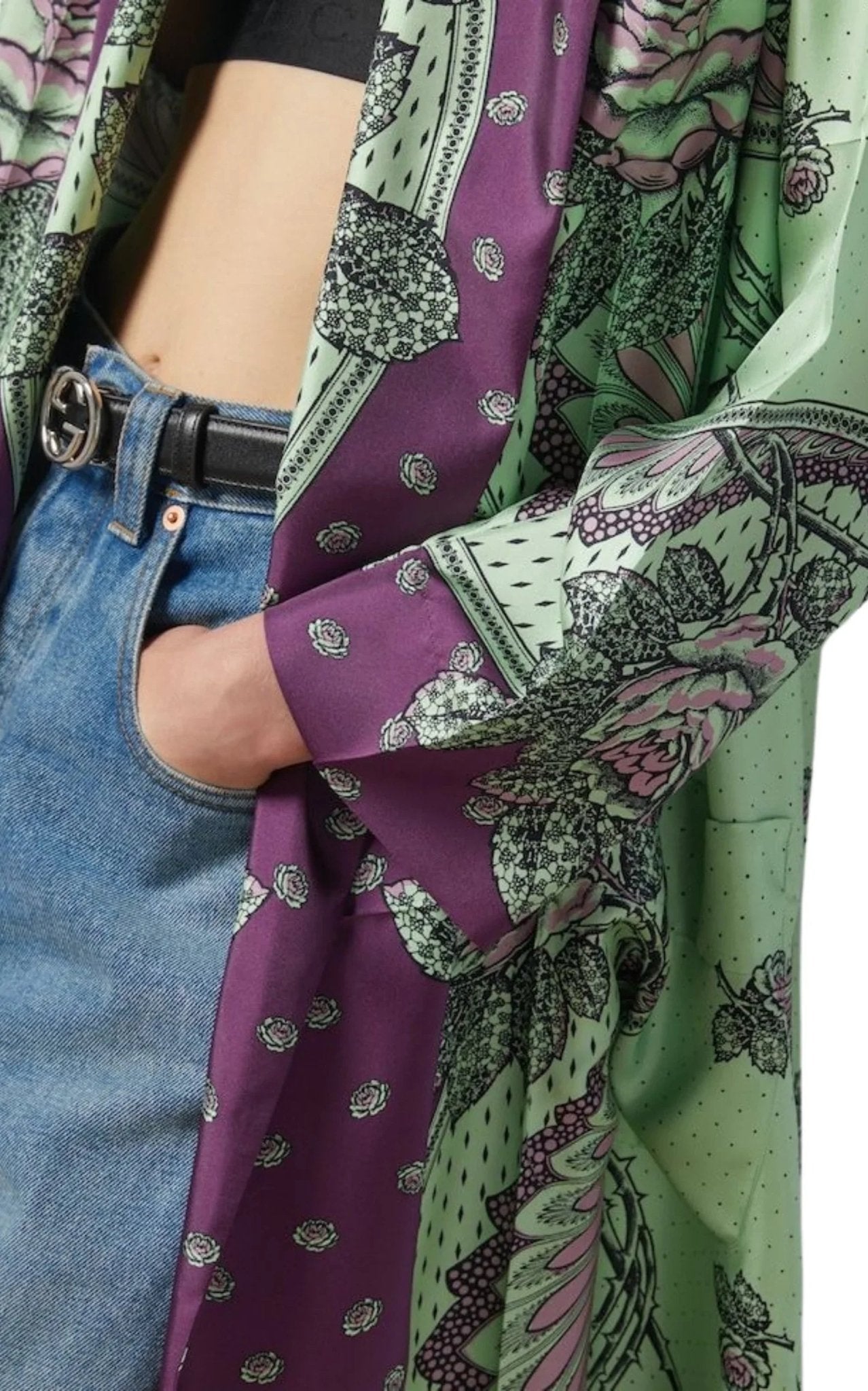 Gucci Green Paisley Print Silk Robe - Runway Catalog