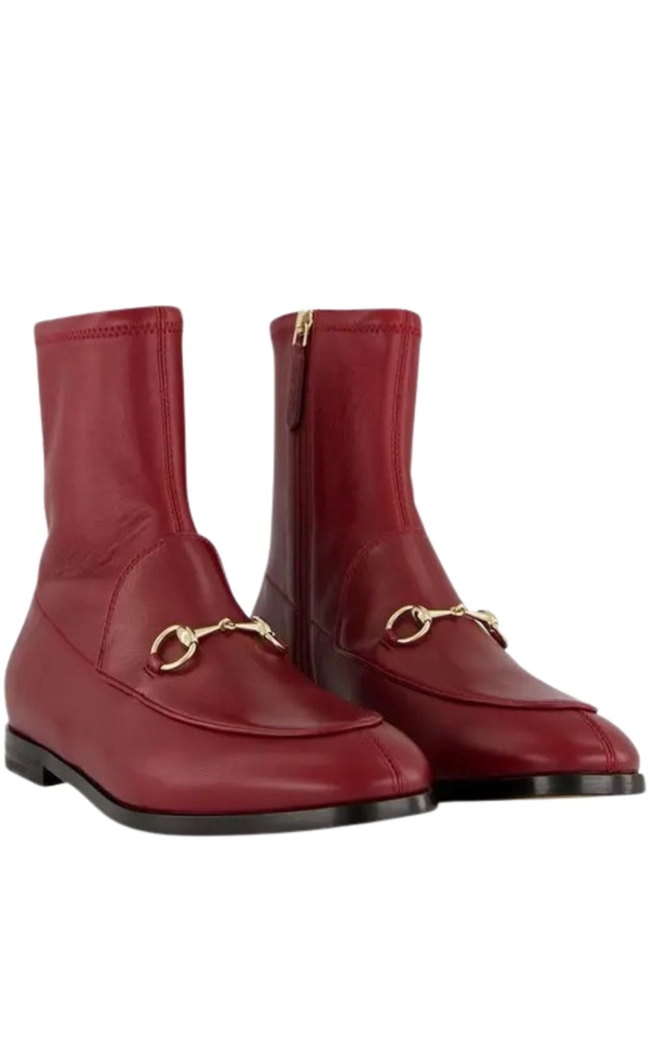 Gucci Gucci Jordaan Burgundy Leather Ankle Boots