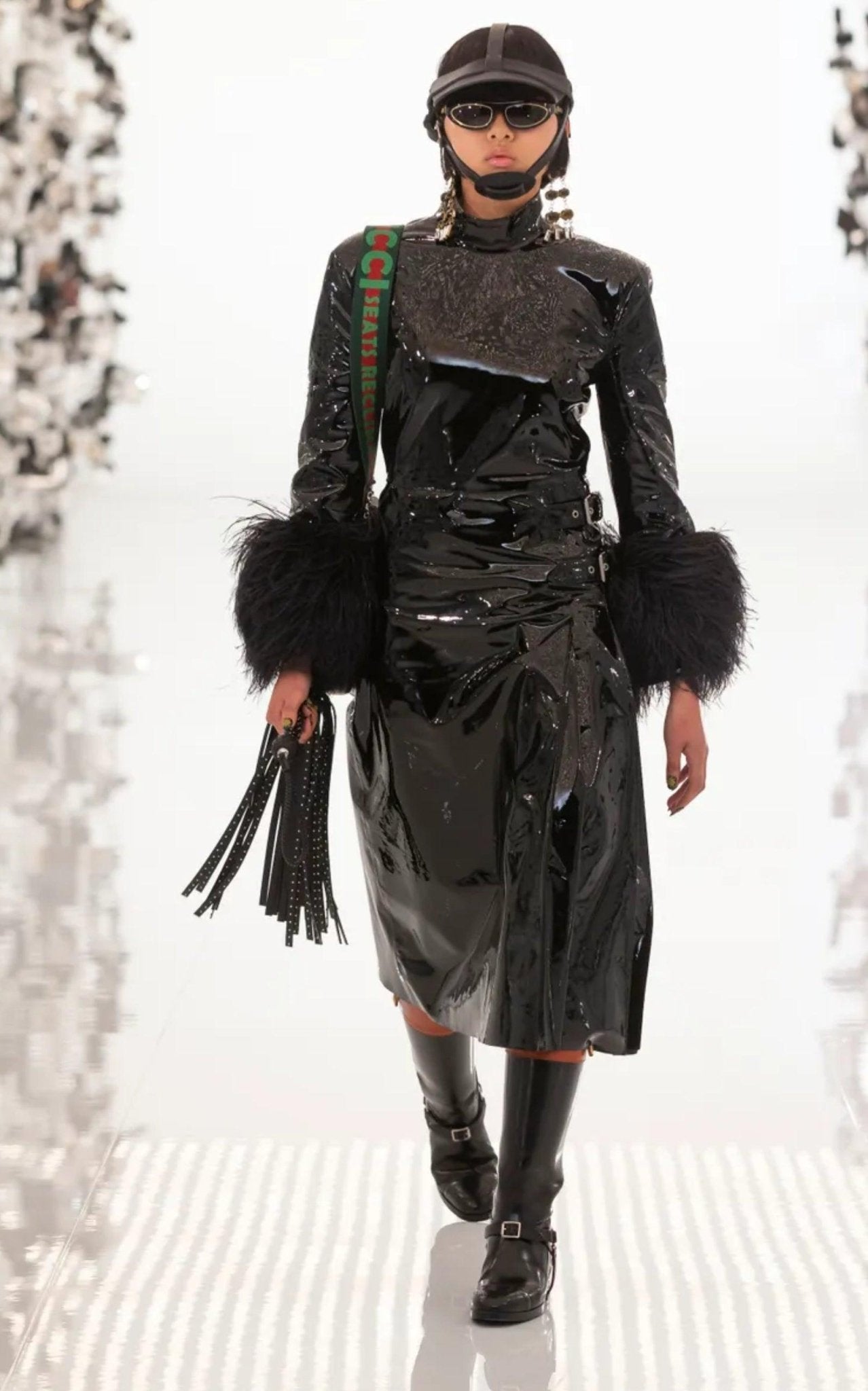 Gucci High Waisted Black Vinyl Midi Skirt - Runway Catalog