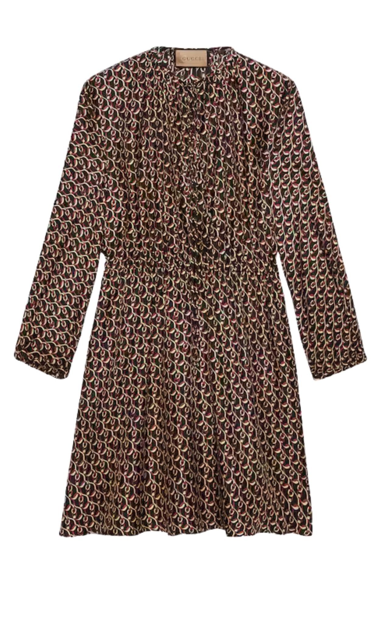 Gucci Interlocking G Chain Print Silk Dress - Runway Catalog