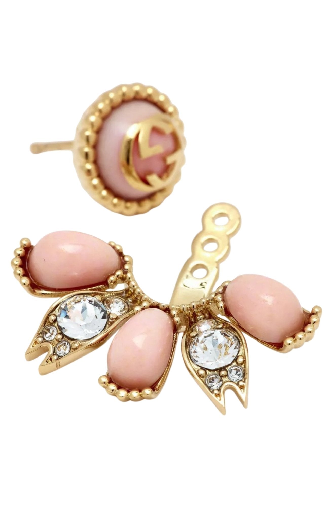 Gucci Interlocking G crystal single earring with detachable charm