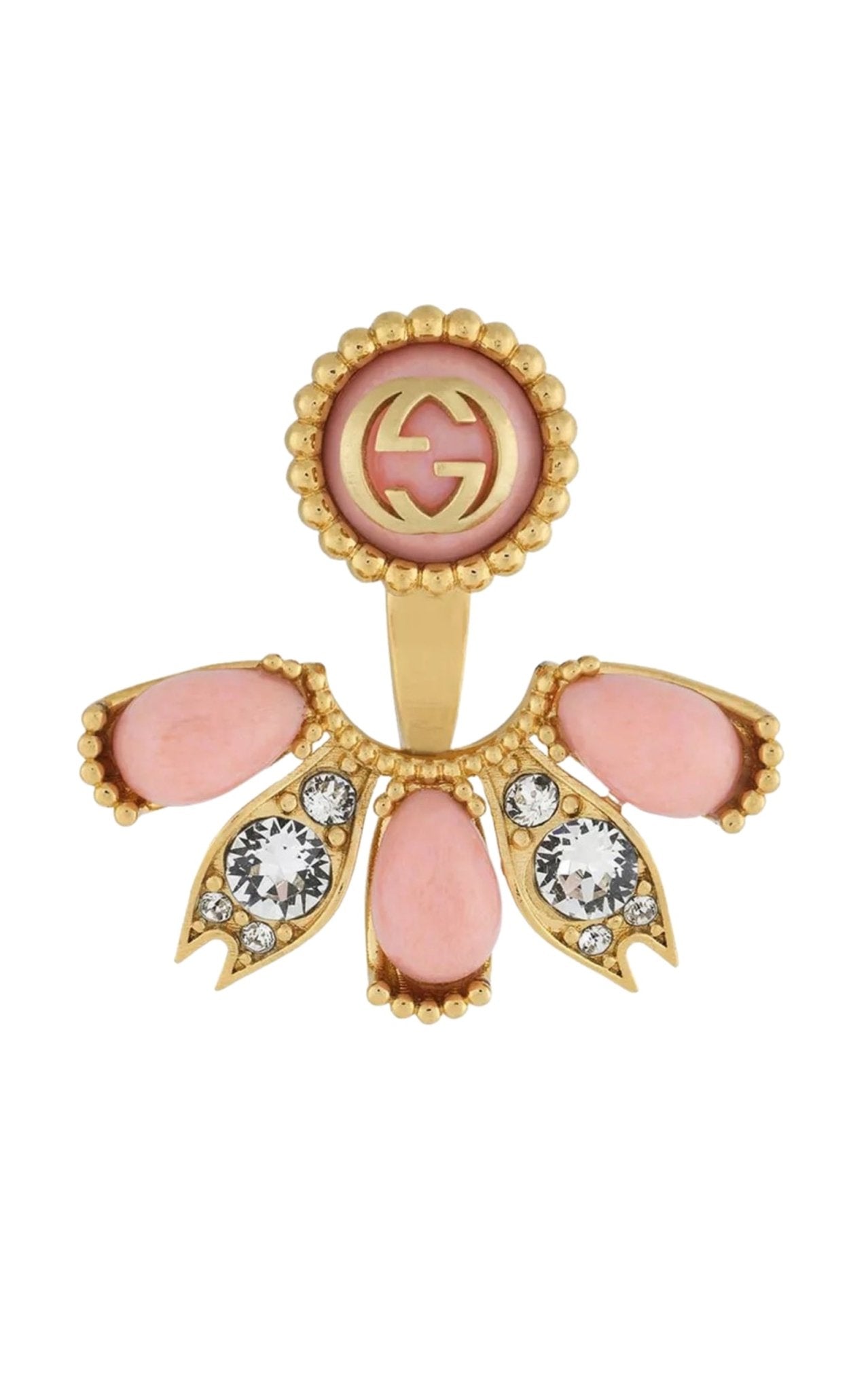 Gucci Interlocking G crystal single earring with detachable charm