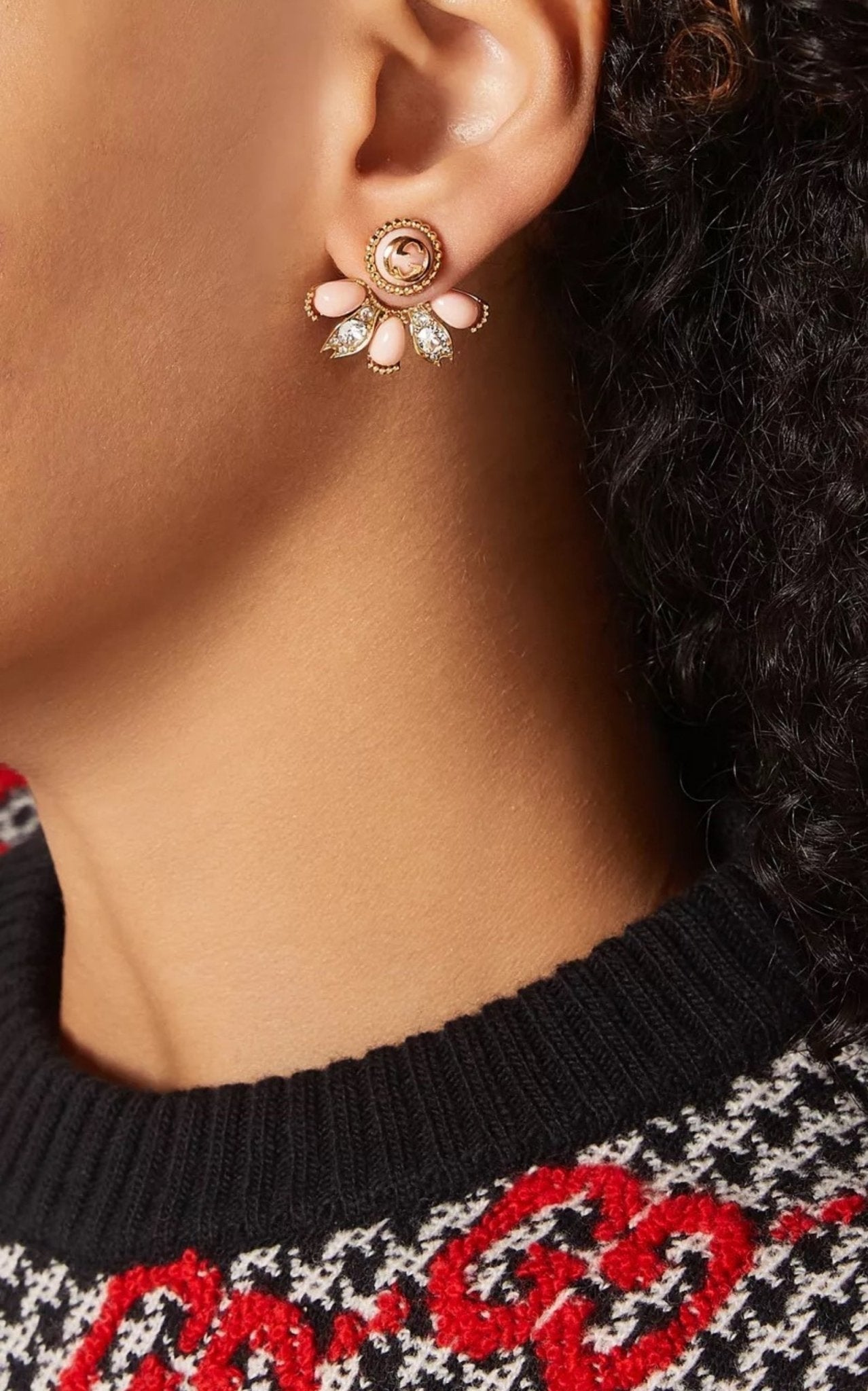 Gucci Interlocking G crystal single earring with detachable charm