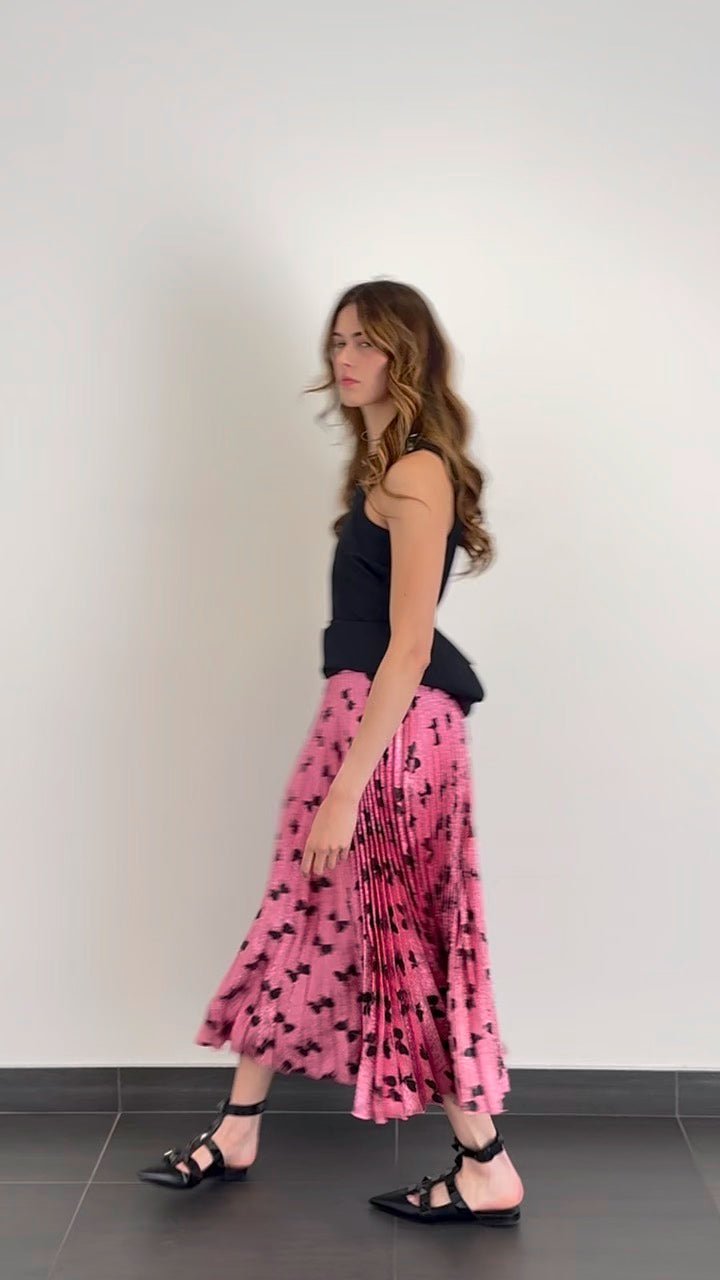 Gucci – Plisseerock mit schillernder Schleife aus Lurex – Laufsteg-Katalog