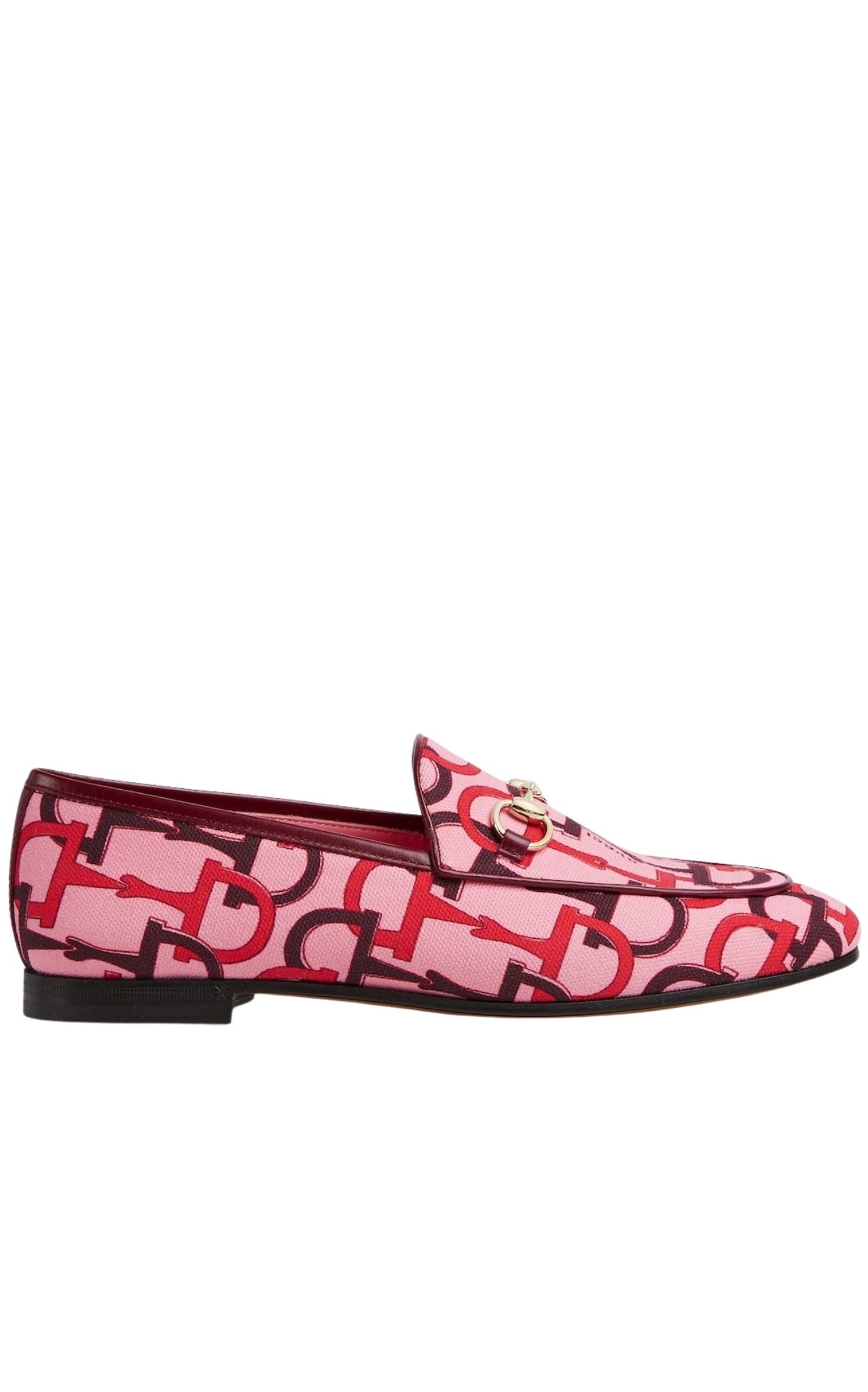 Gucci Jordaan Pink Horsebit Canvas Loafer - Runway Catalog