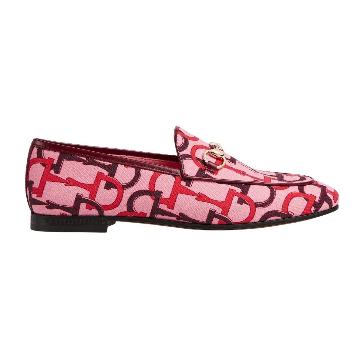 Gucci Jordaan Pink Horsebit Canvas Loafer - Runway Catalog