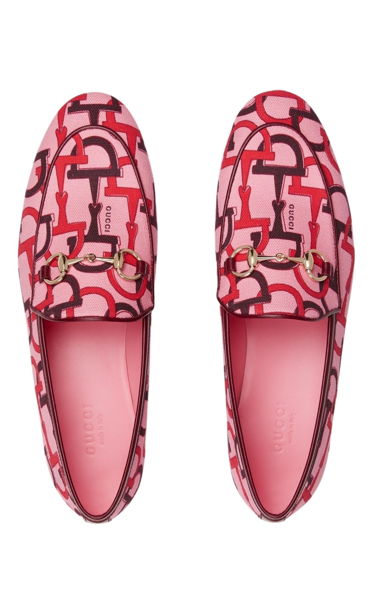 Gucci Jordaan Pink Horsebit Canvas Loafer