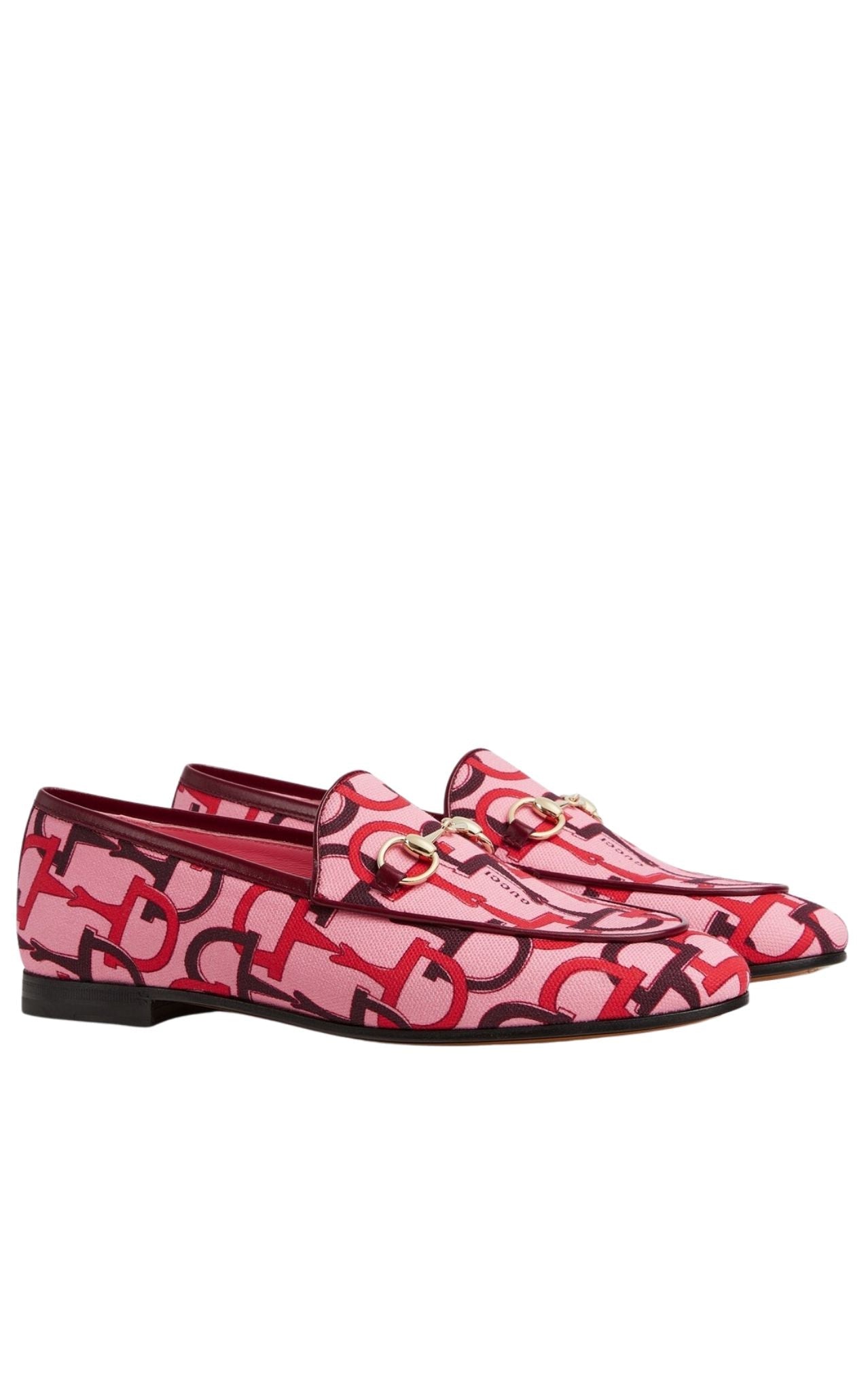 Gucci Jordaan Pink Horsebit Canvas Loafer