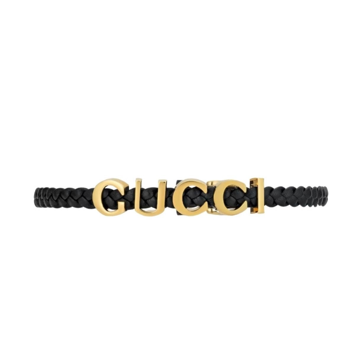 Gucci Leather Choker Necklace in Black with Gold - Tone Logo - Runway Catalog