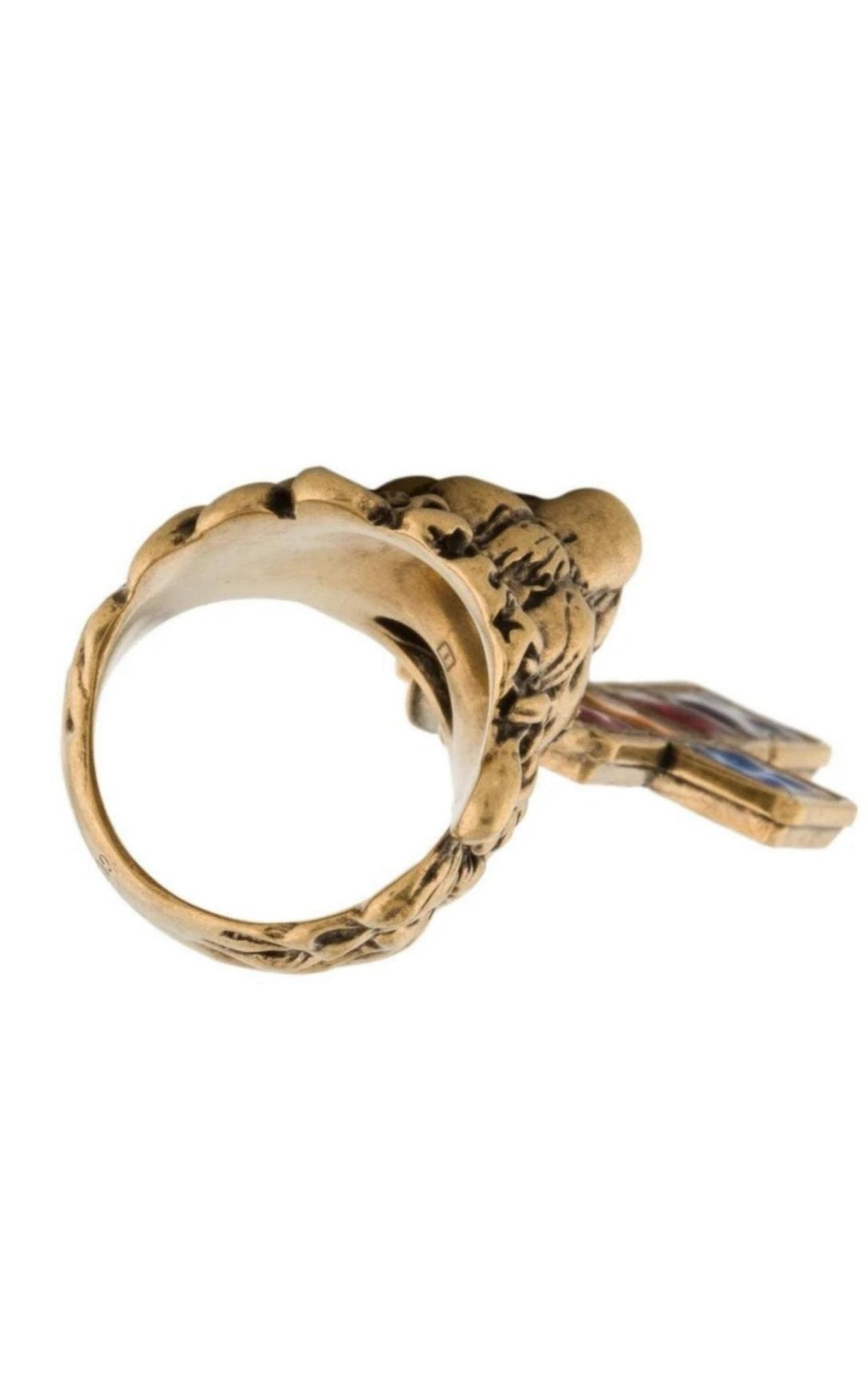 Gucci Lion Head Cross Charm Ring - Runway Catalog