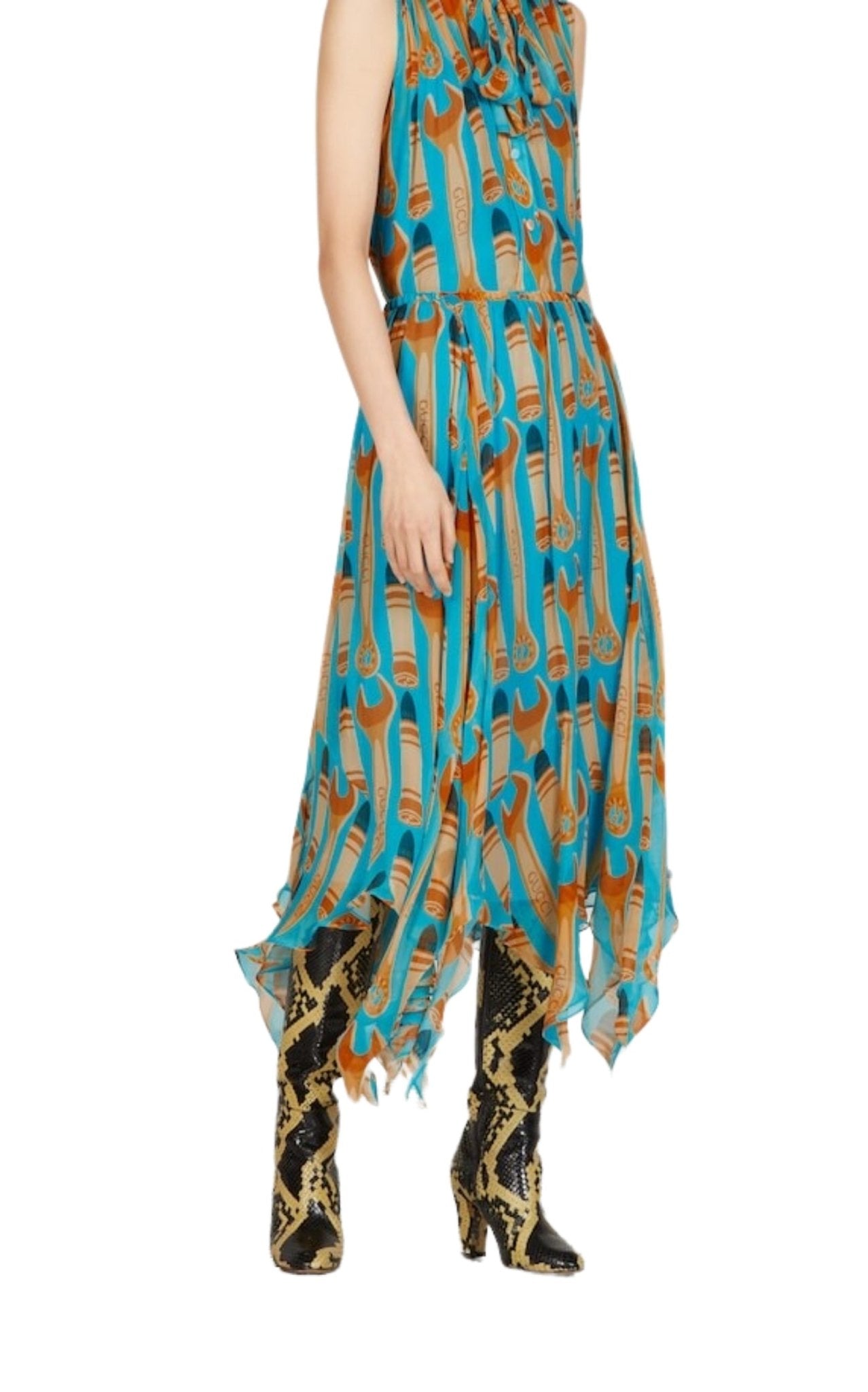 Gucci Lipstick And Tool Print Silk Skirt - Runway Catalog