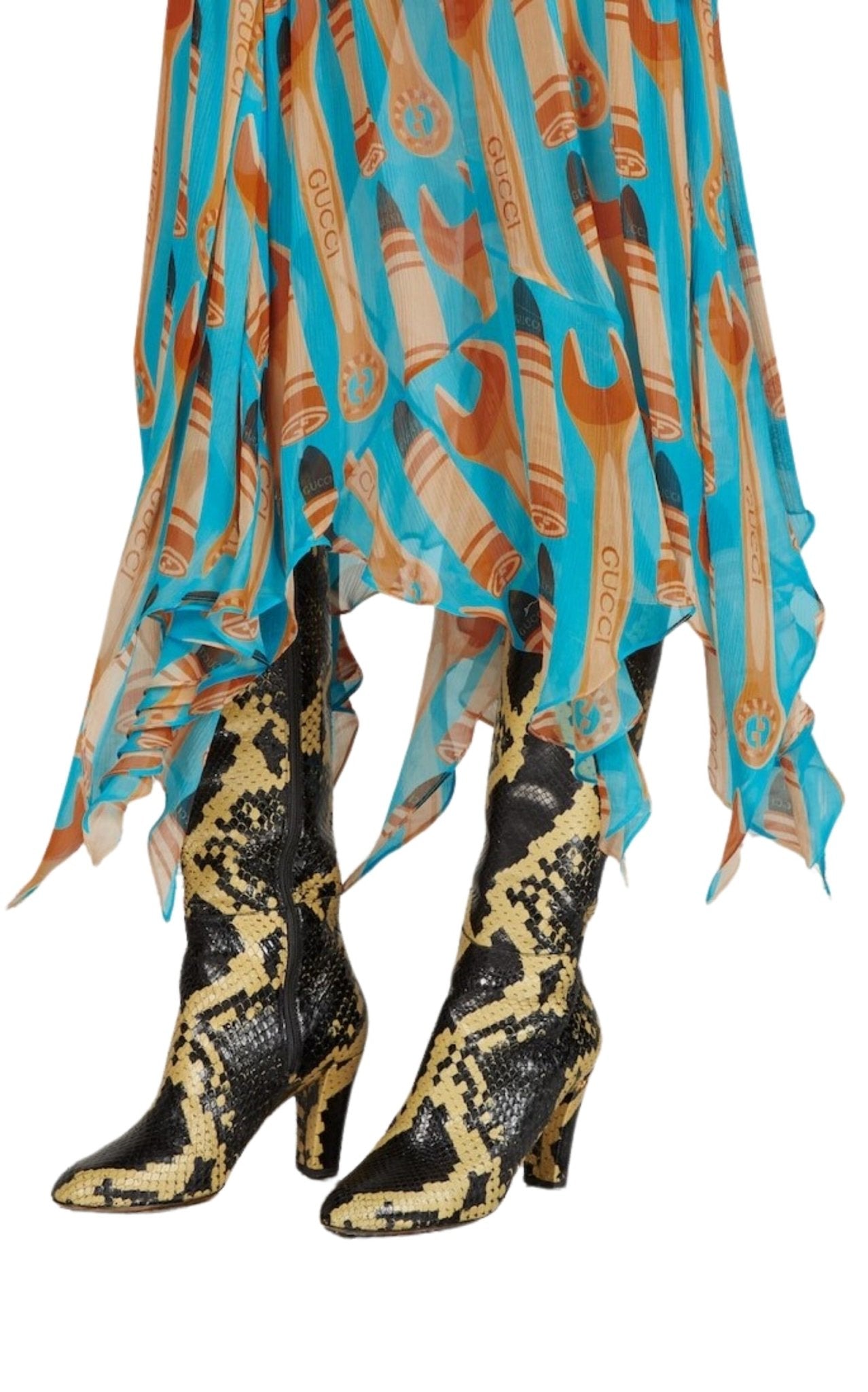 Gucci Lipstick And Tool Print Silk Skirt - Runway Catalog