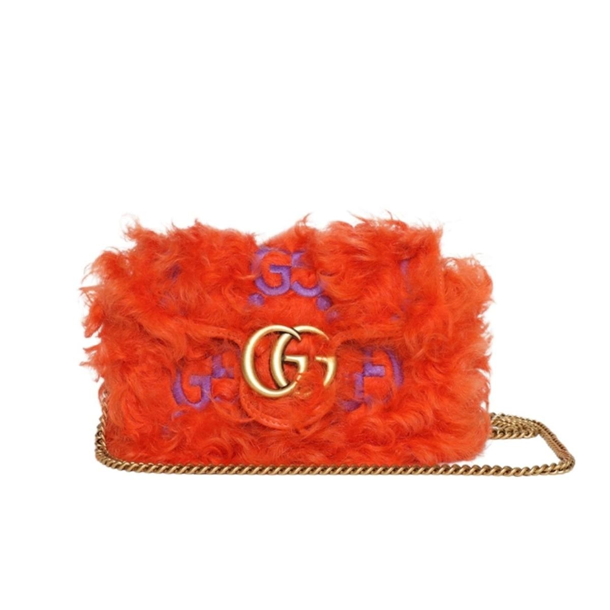 Gucci Marmont Super Mini Shearling Bag in Orange - Runway Catalog