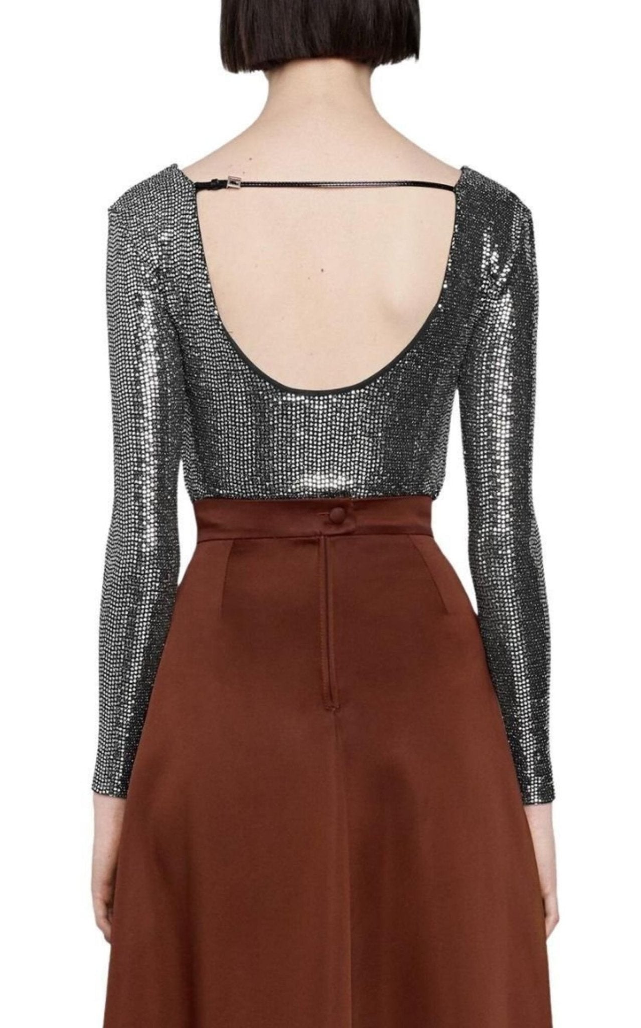 Gucci Metallic - lizard Print Scoop - neck Bodysuit - Runway Catalog
