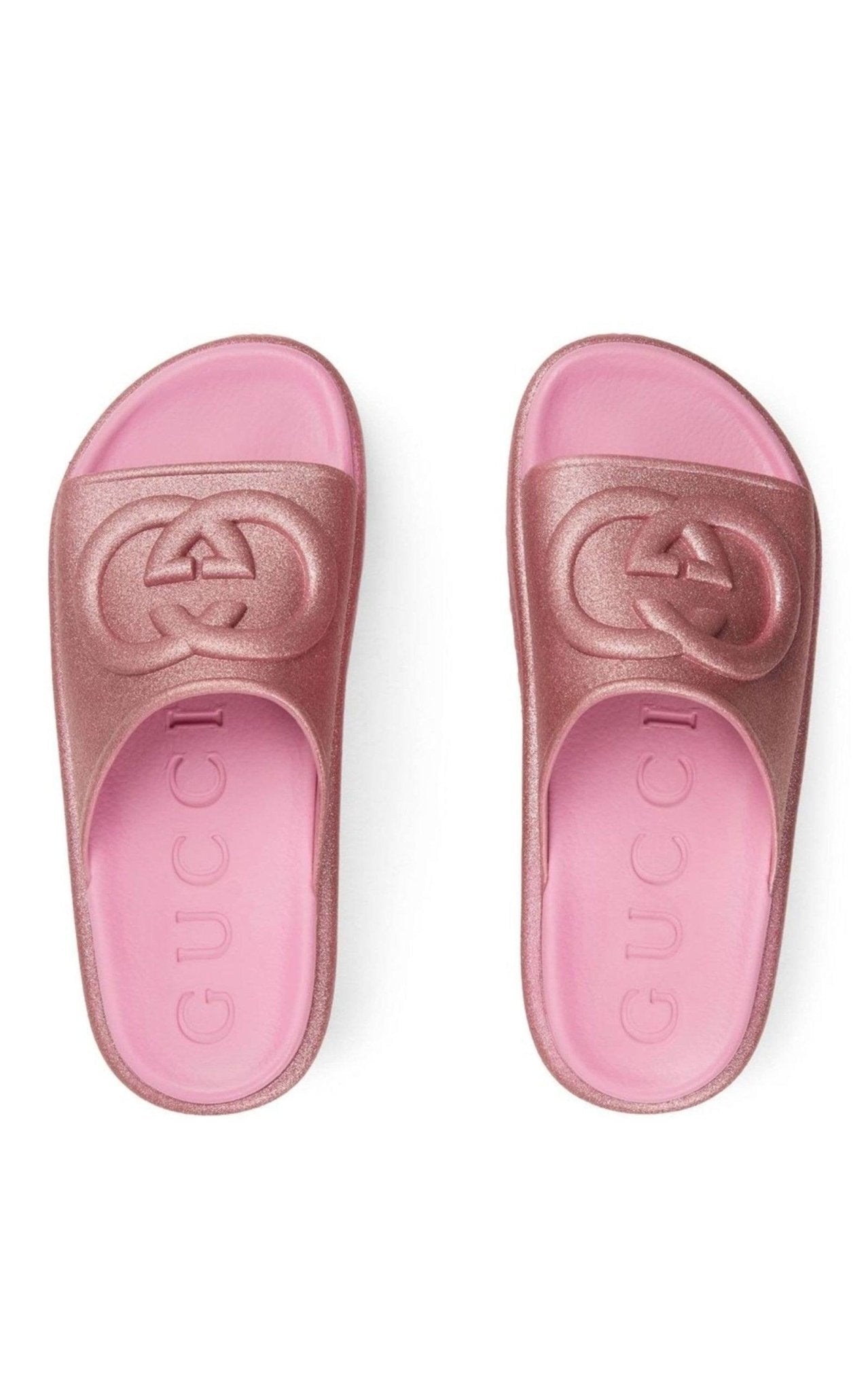Gucci Miami GG - Embossed Glittered Rubber Slides - Runway Catalog