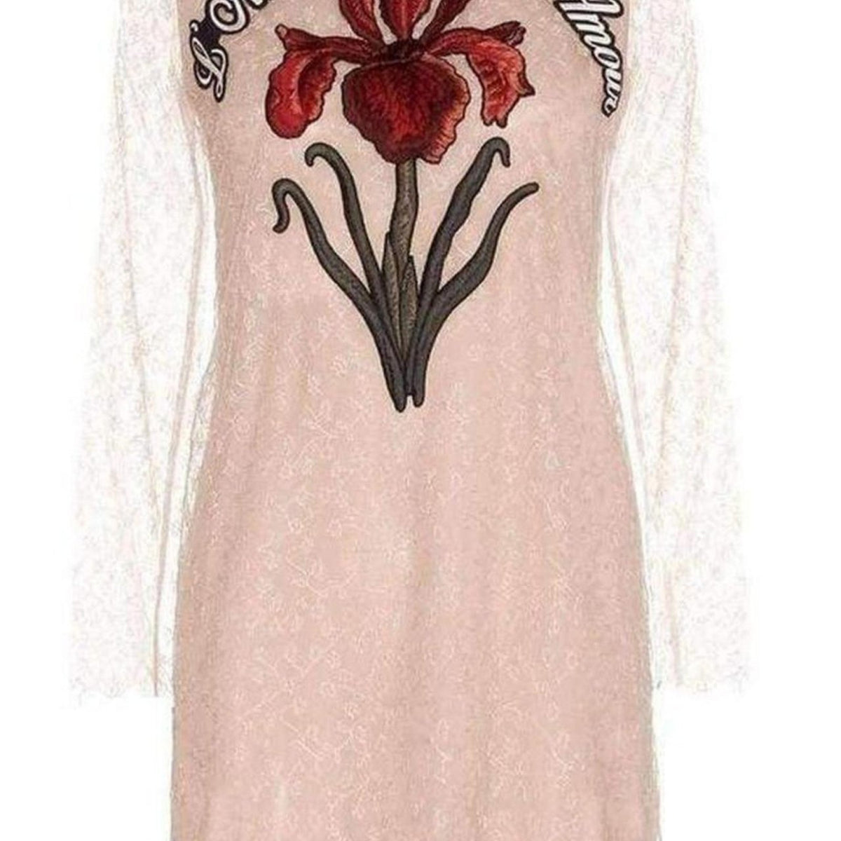 chinese dress ladies Gucci Nude Lace Embroidered Dress – Runway Catalog